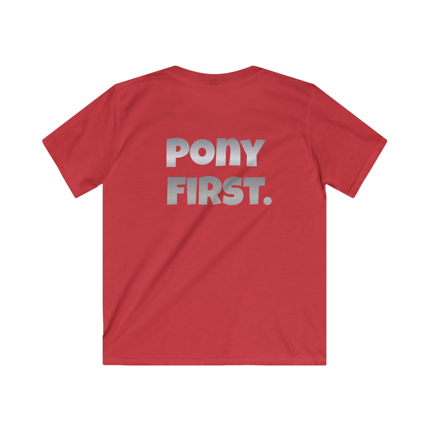Pony First T Shirt personalisiert mit Ponyname I Reitsport Kinder mit Rückenprint I Geschenk für Reiter Mädchen I Couture Cavalli