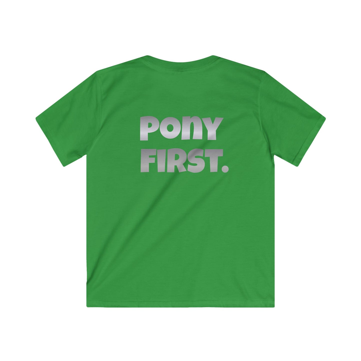 Pony First T Shirt personalisiert mit Ponyname I Reitsport Kinder mit Rückenprint I Geschenk für Reiter Mädchen I Couture Cavalli