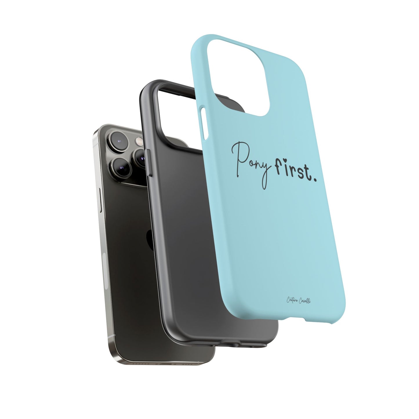 Pony First Phone Case - Protective Tough iPhone Cover with Minimalist Equestrian Script