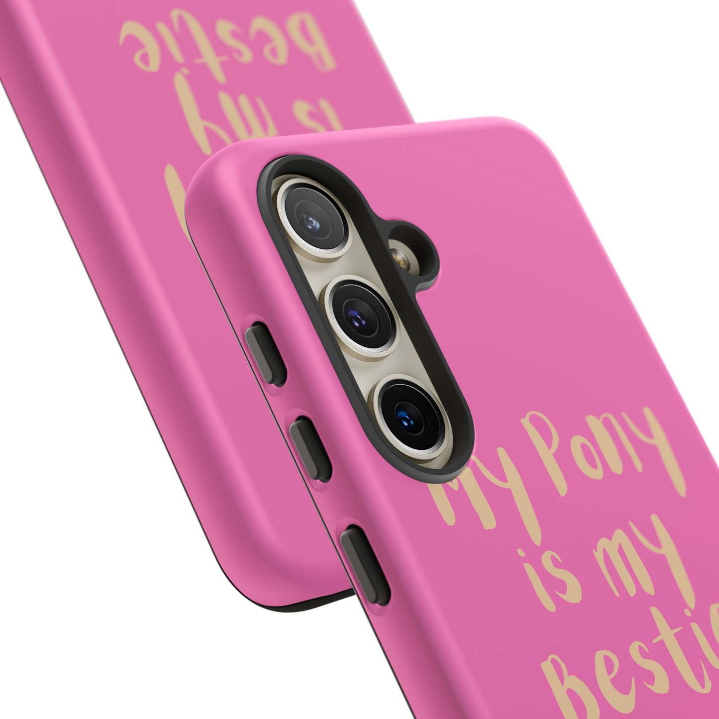 Pink 'My Pony Is My Bestie' Tough Phone Case I Handyhülle I Personalisiert mit Ponynamen