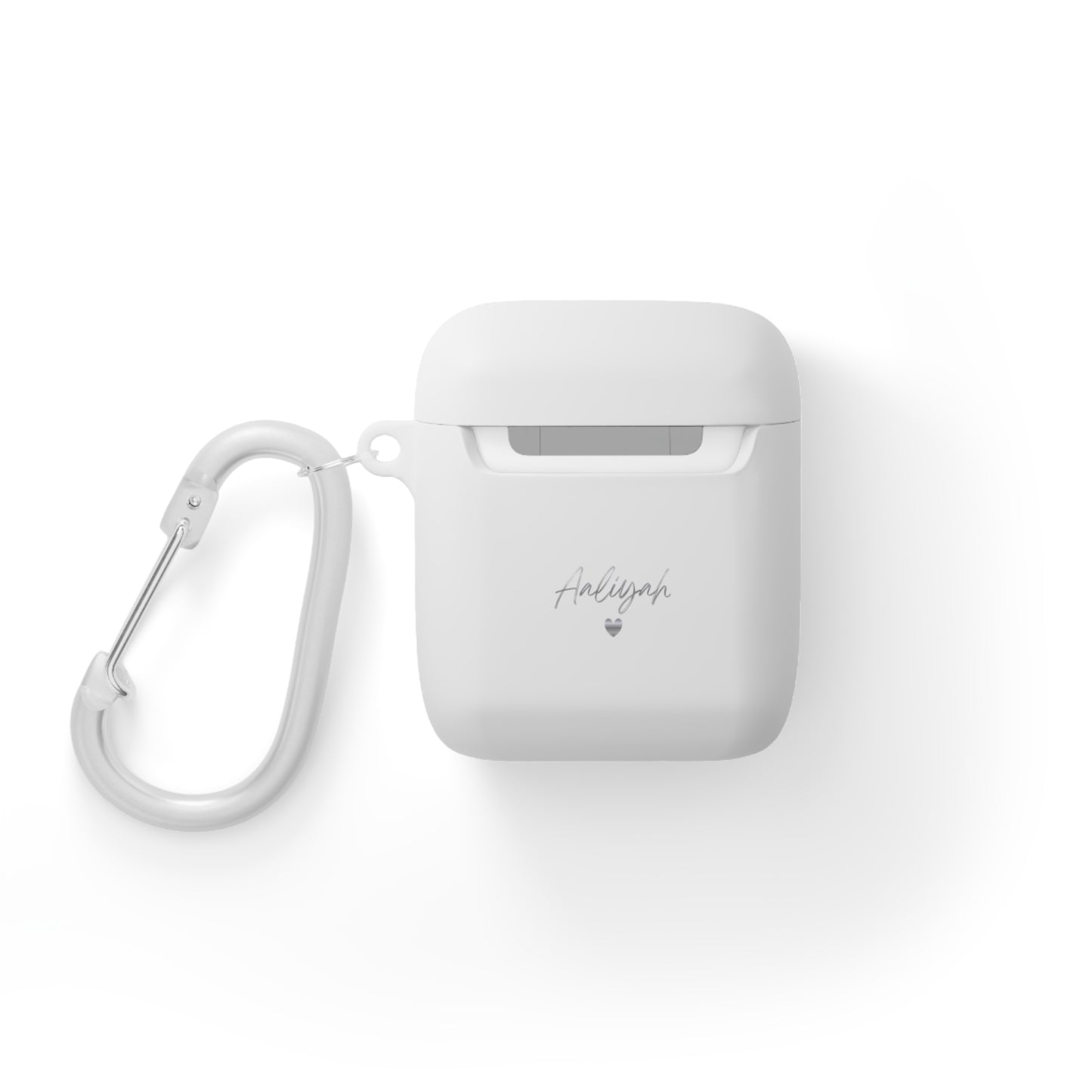 Minimal Personalized AirPods Case Cover — Custom Name Script with Carabiner