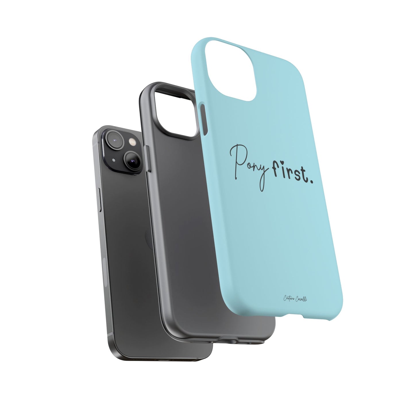 Pony First Phone Case - Protective Tough iPhone Cover with Minimalist Equestrian Script