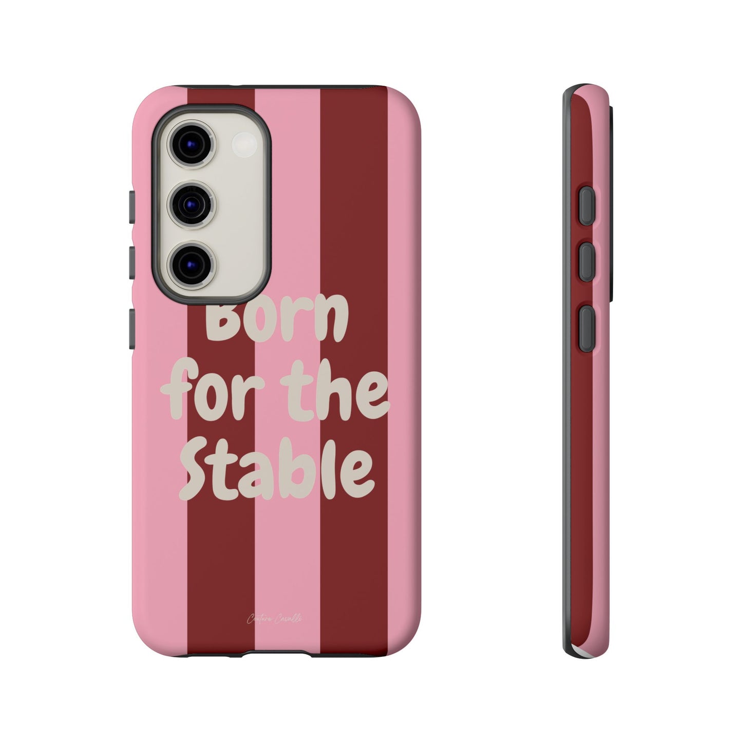 Phone Case — "Born for the Stable" Pink Striped Protective Tough Case