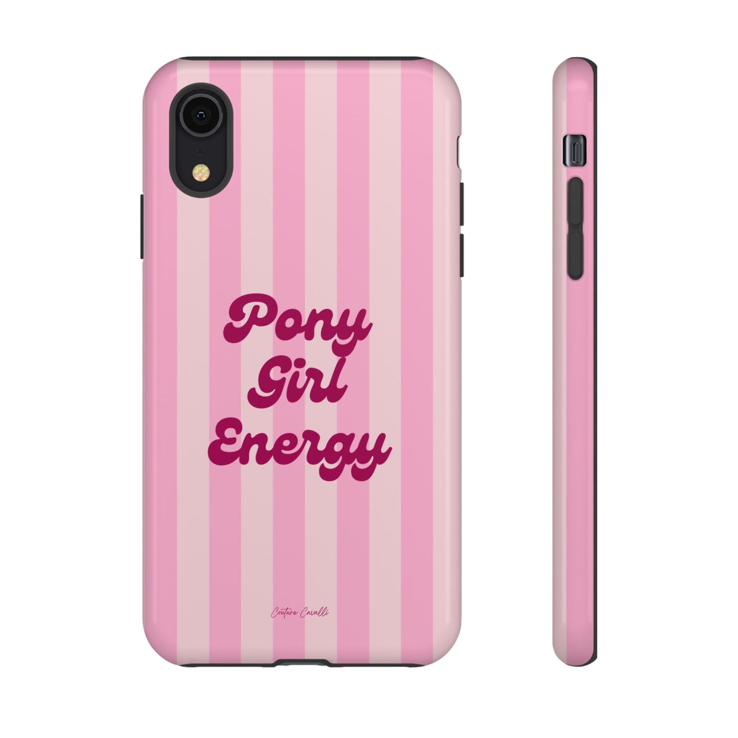 Pony Girl Energy Tough Phone Case — Pink Striped Protective Cover