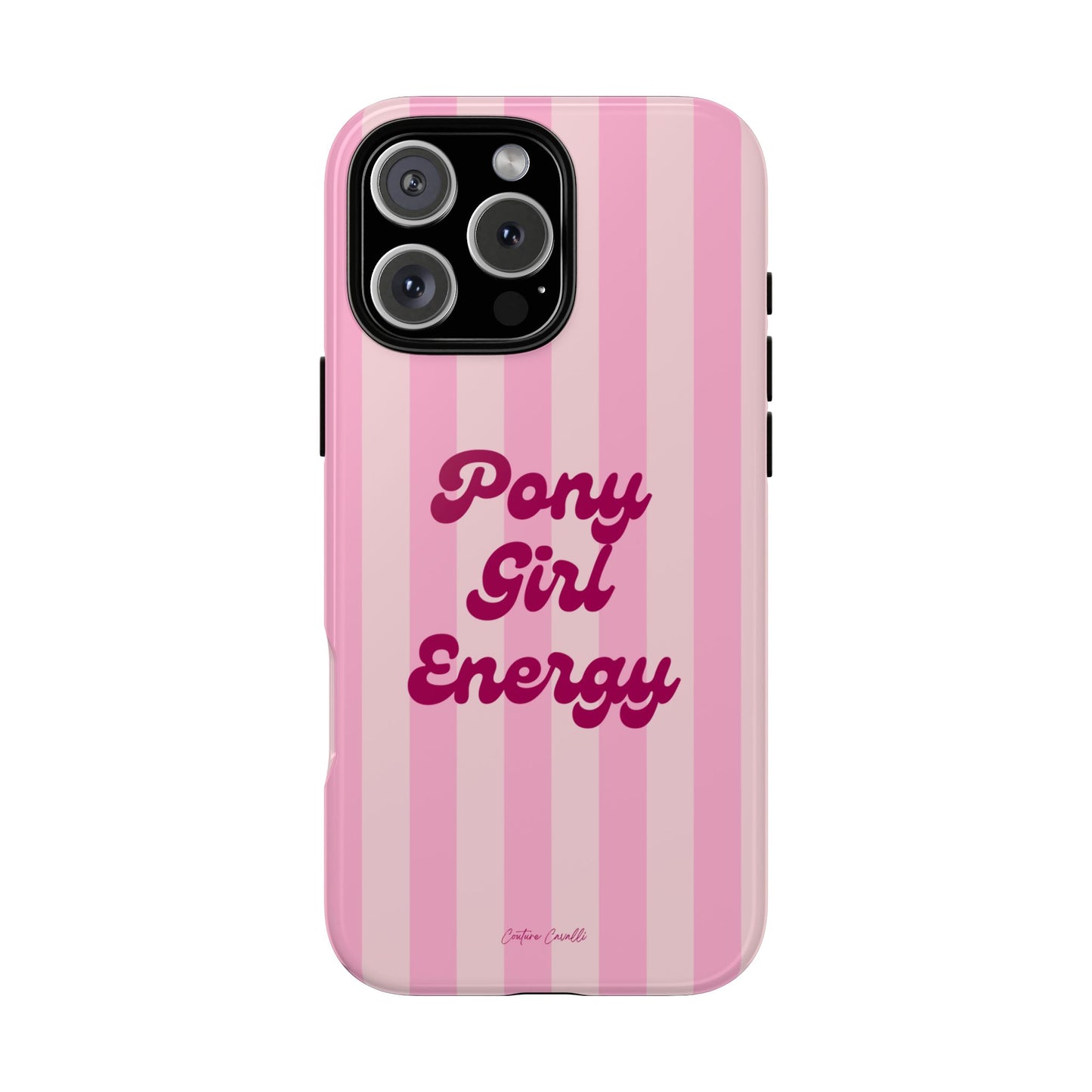 Pony Girl Energy Tough Phone Case — Pink Striped Protective Cover