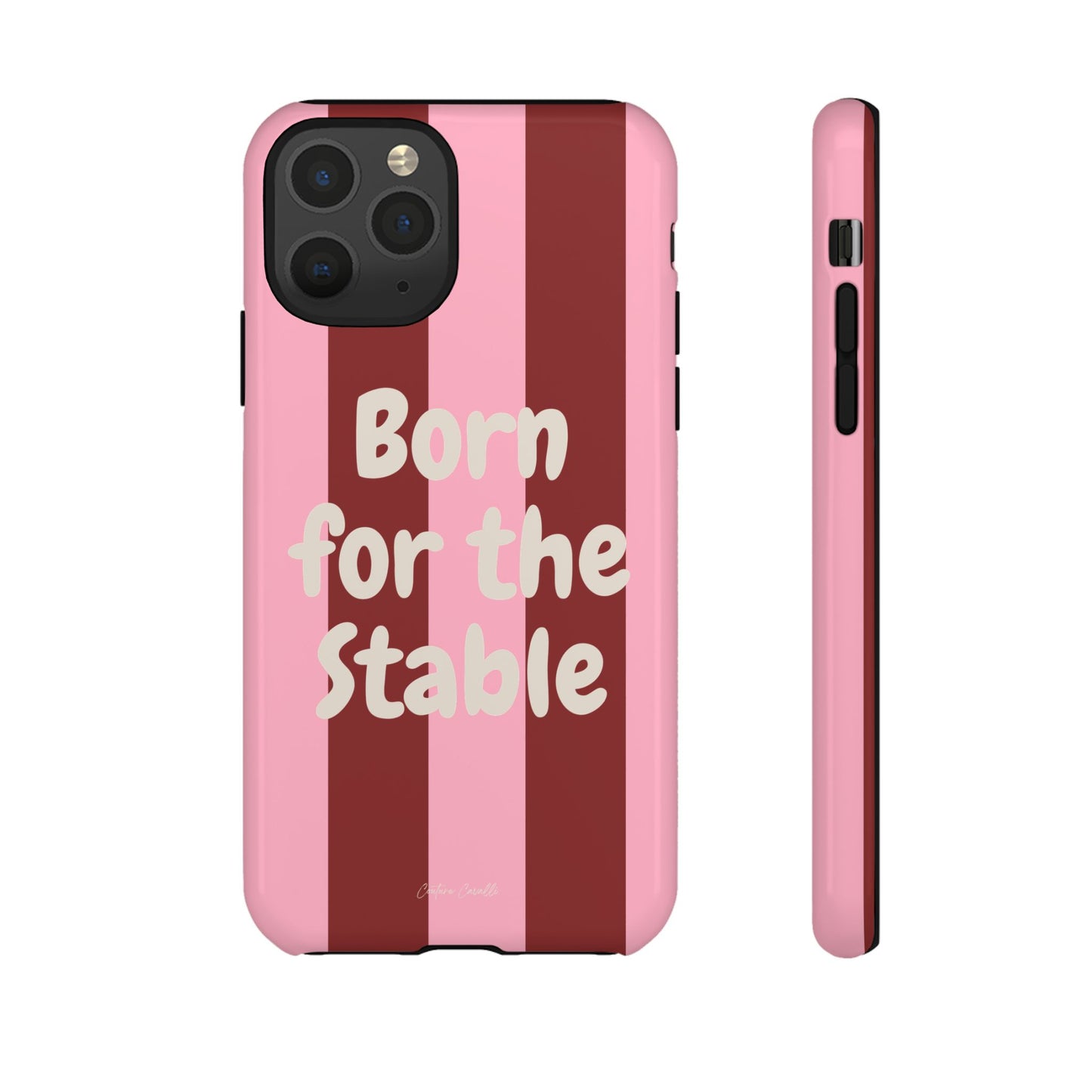 Phone Case — "Born for the Stable" Pink Striped Protective Tough Case