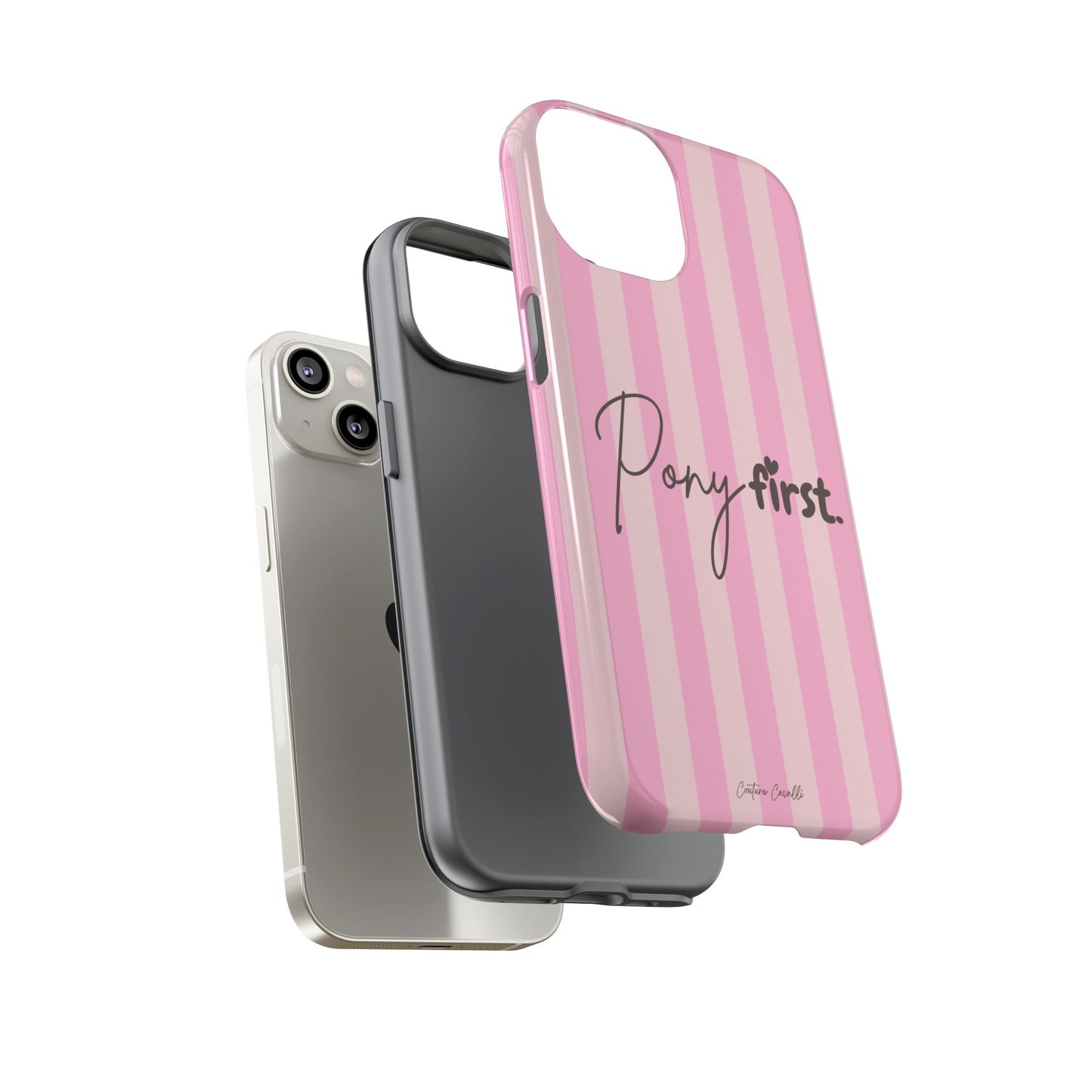 Pony First Phone Case — Pink Striped Tough Case for Horse Lovers