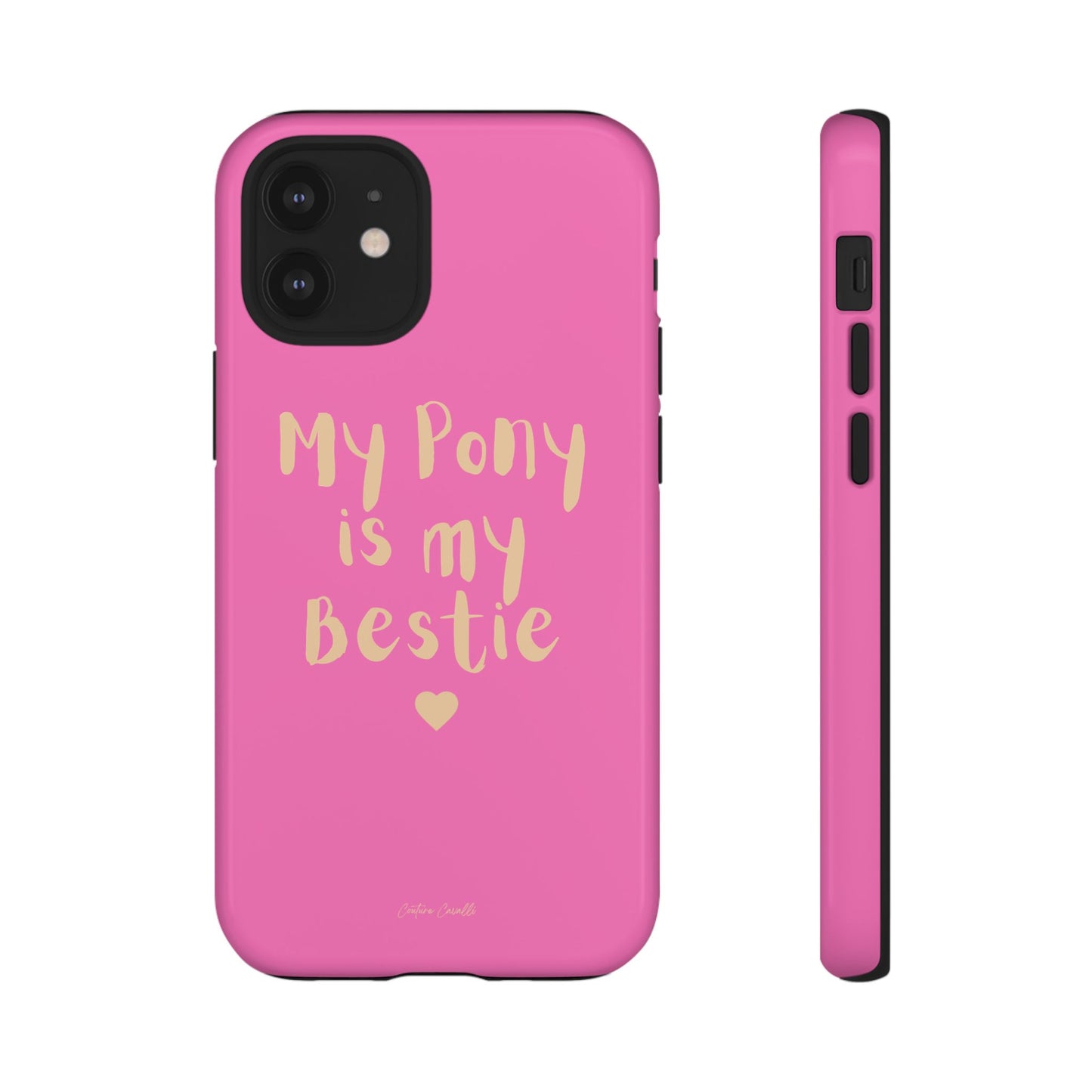 Pink 'My Pony Is My Bestie' Tough Phone Case I Handyhülle I Personalisiert mit Ponynamen