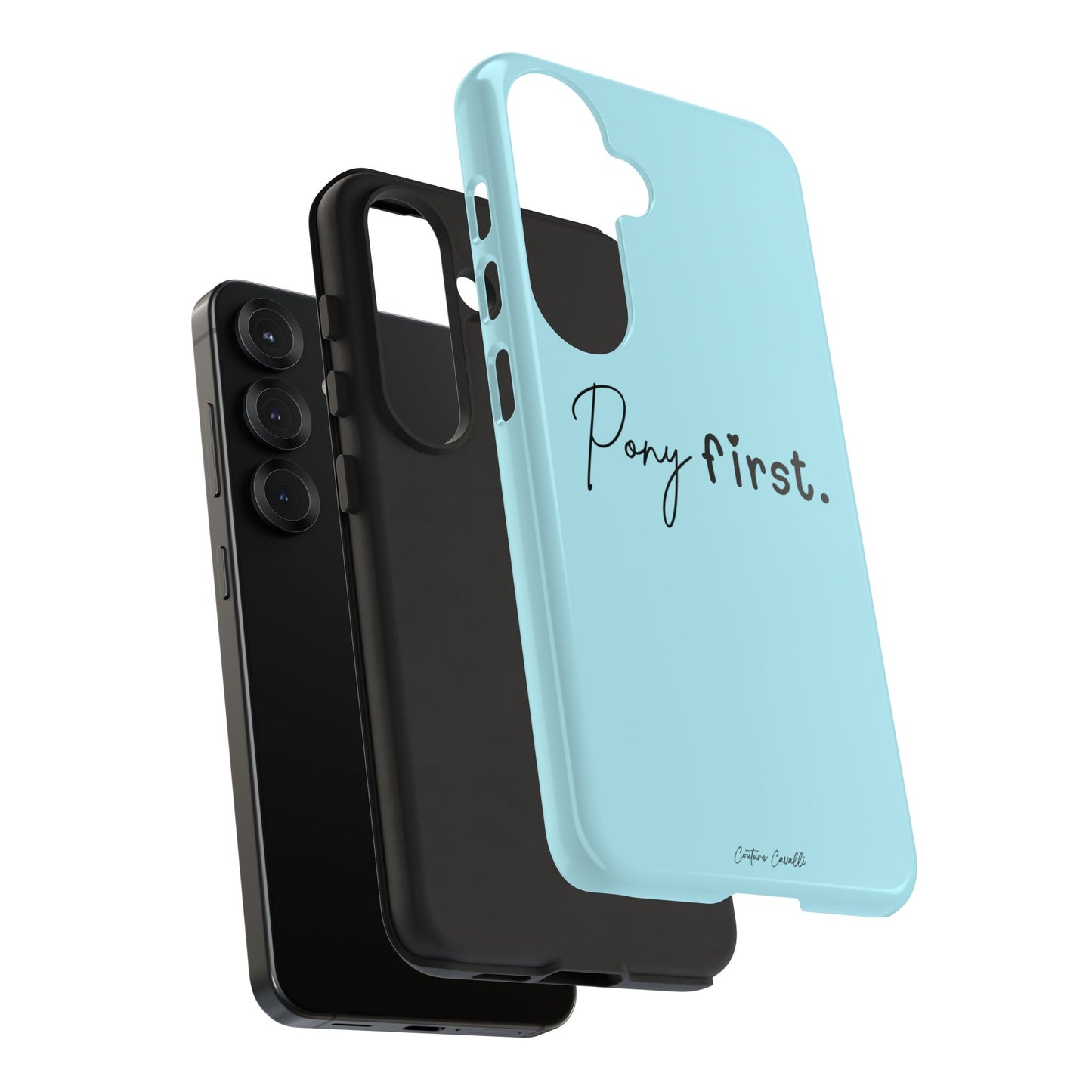 Pony First Phone Case - Protective Tough iPhone Cover with Minimalist Equestrian Script