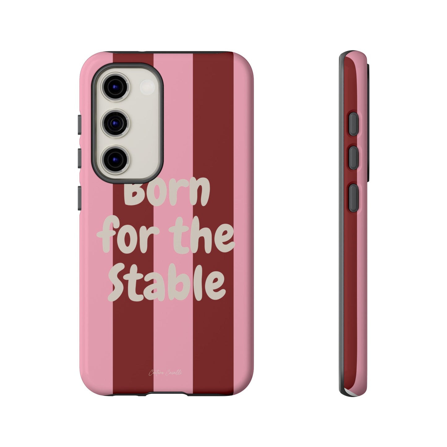 Phone Case — "Born for the Stable" Pink Striped Protective Tough Case