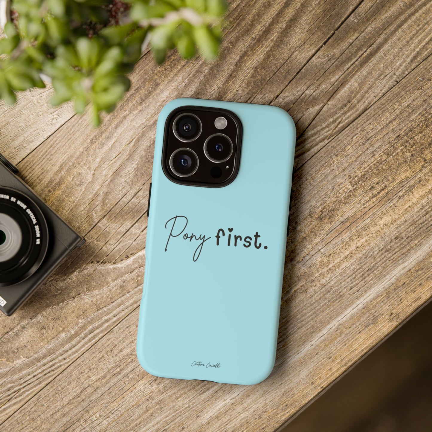 Pony First Phone Case - Protective Tough iPhone Cover with Minimalist Equestrian Script
