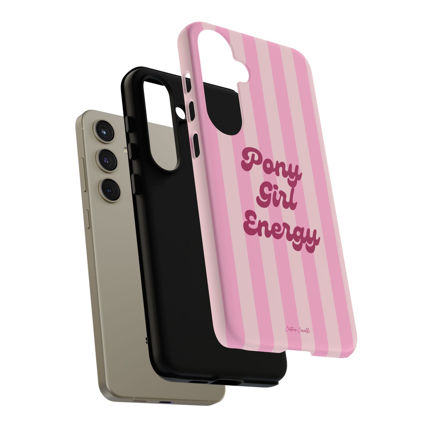 Pony Girl Energy Tough Phone Case — Pink Striped Protective Cover