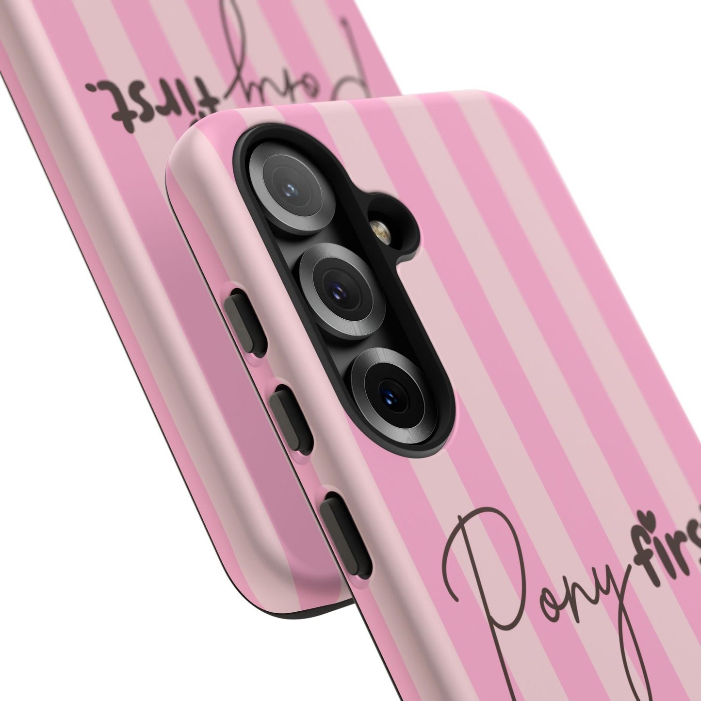 Pony First Phone Case — Pink Striped Tough Case for Horse Lovers