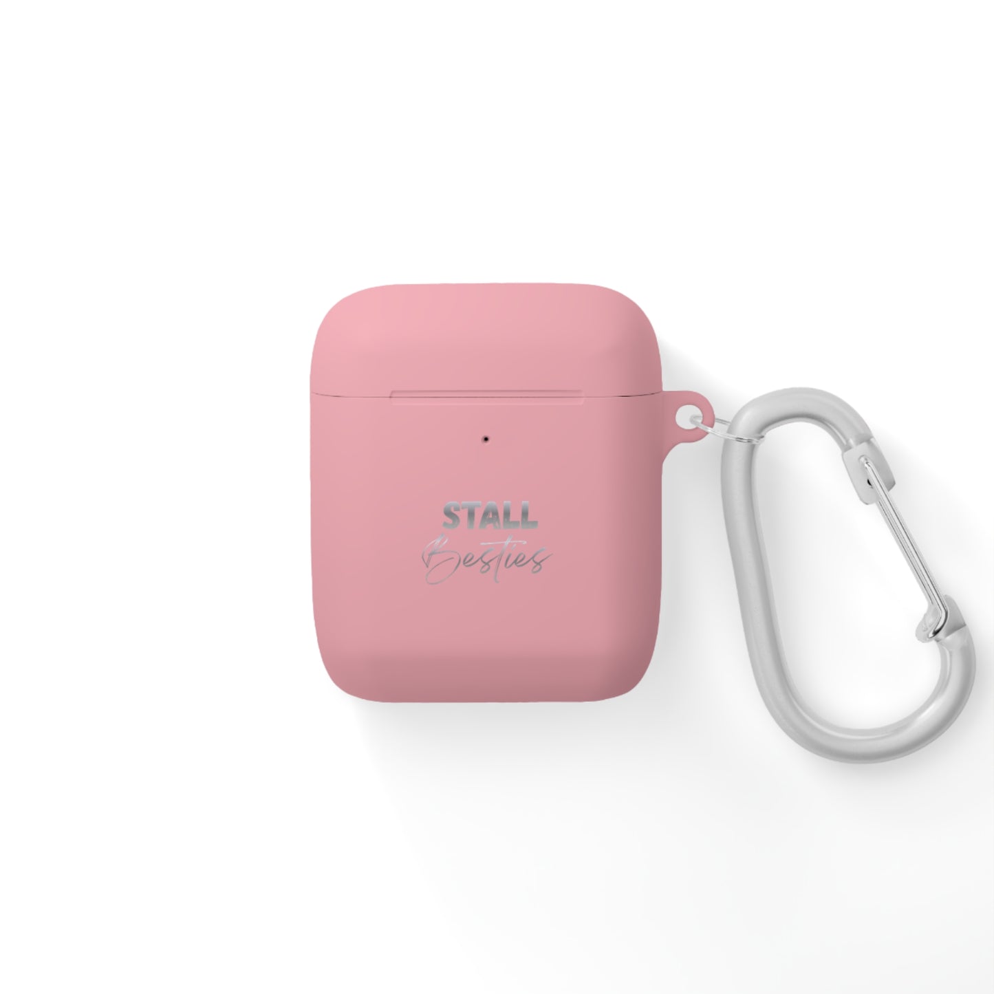 Minimal Personalized AirPods Case Cover — Custom Name Script with Carabiner