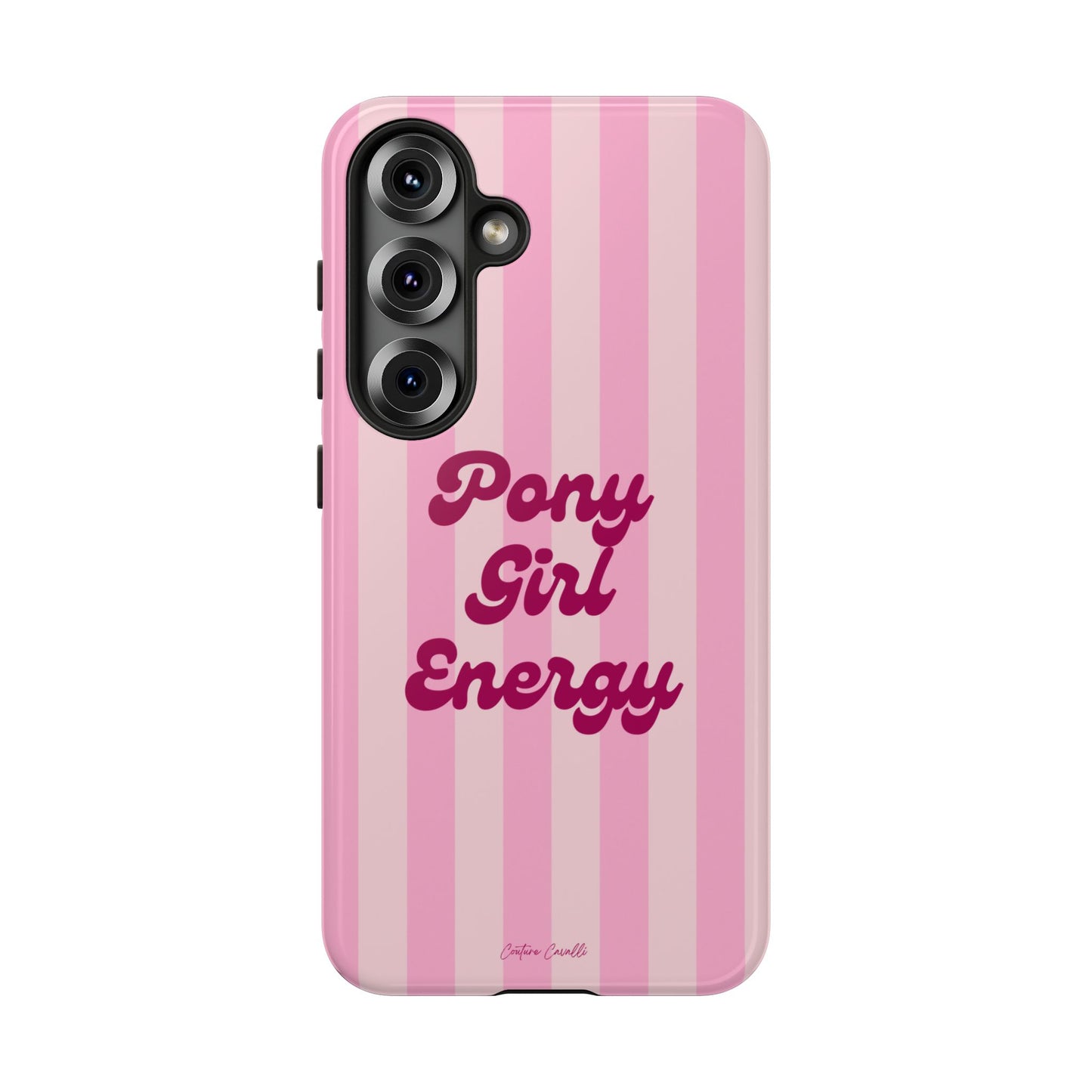Pony Girl Energy Tough Phone Case — Pink Striped Protective Cover