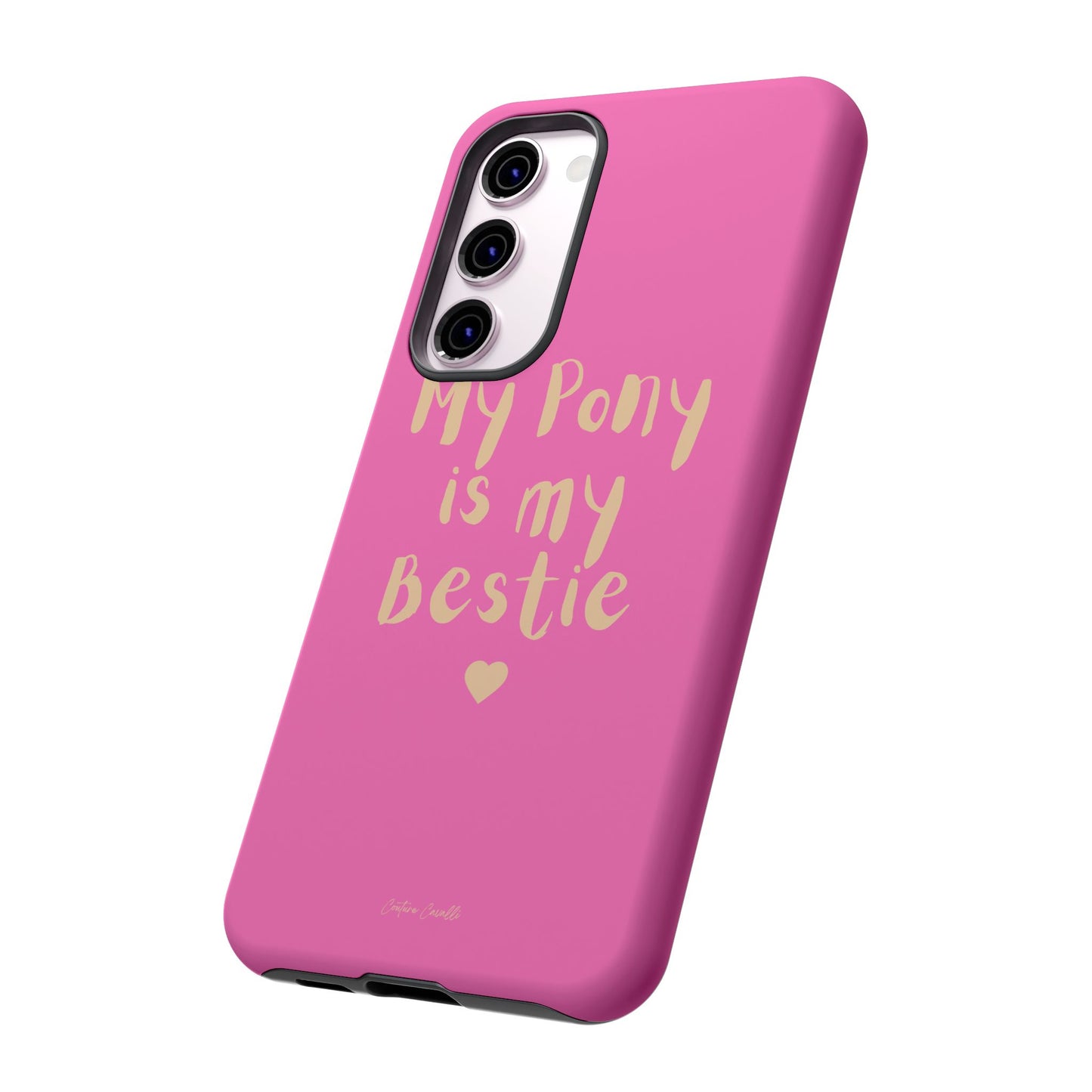 Pink 'My Pony Is My Bestie' Tough Phone Case I Handyhülle I Personalisiert mit Ponynamen