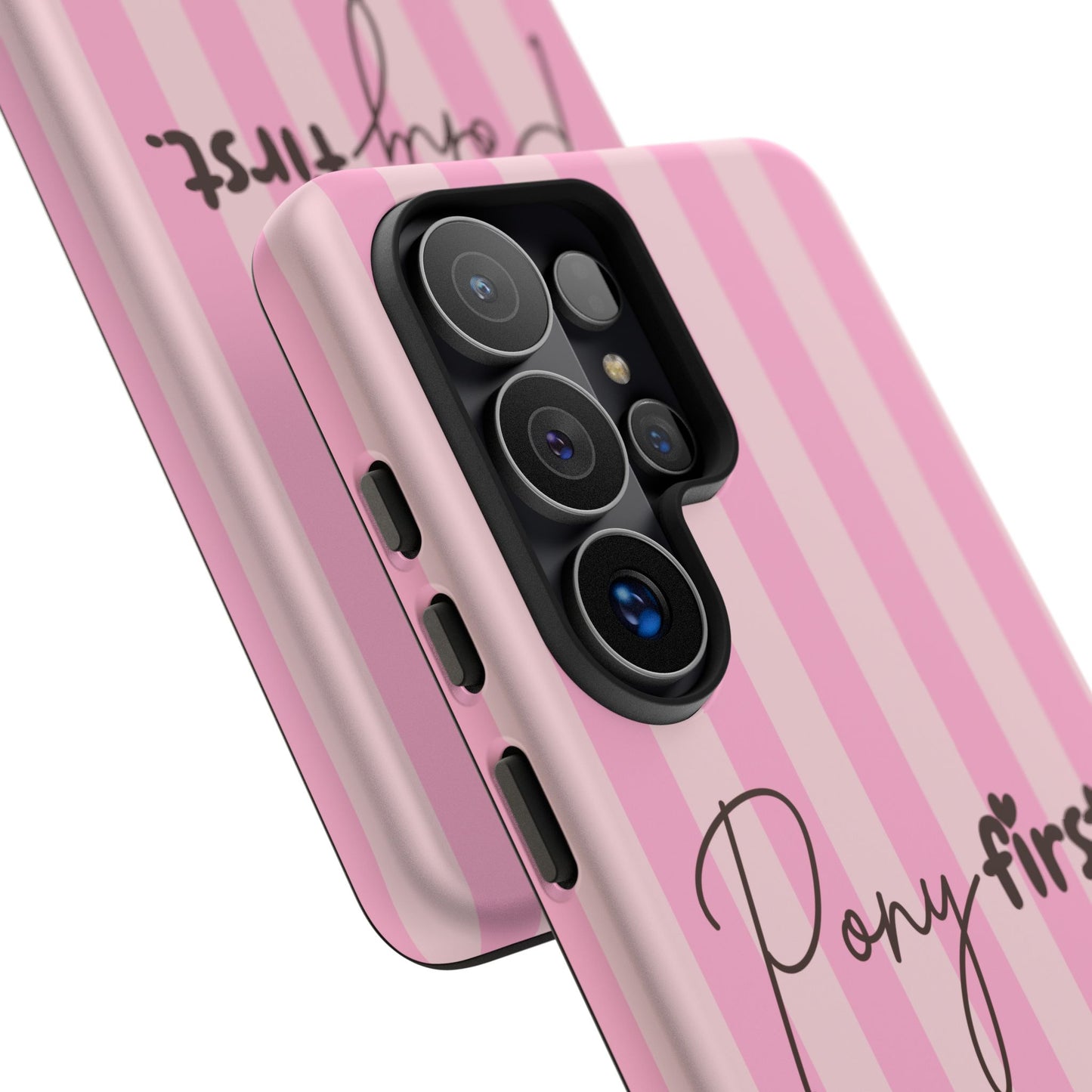 Pony First Phone Case — Pink Striped Tough Case for Horse Lovers