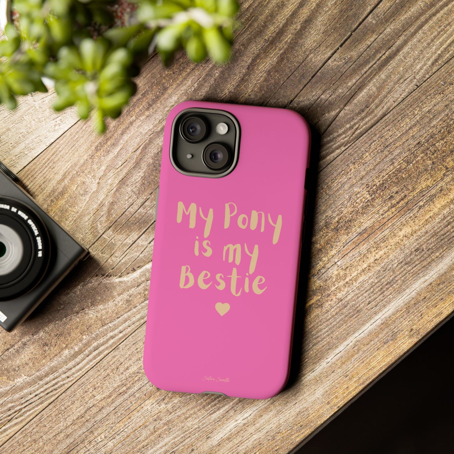 Pink 'My Pony Is My Bestie' Tough Phone Case I Handyhülle I Personalisiert mit Ponynamen