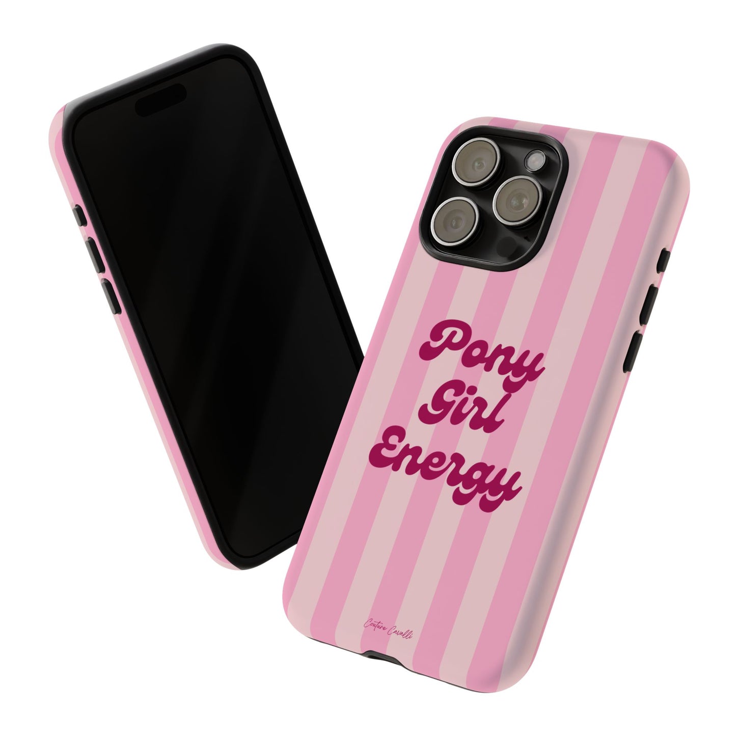 Pony Girl Energy Tough Phone Case — Pink Striped Protective Cover