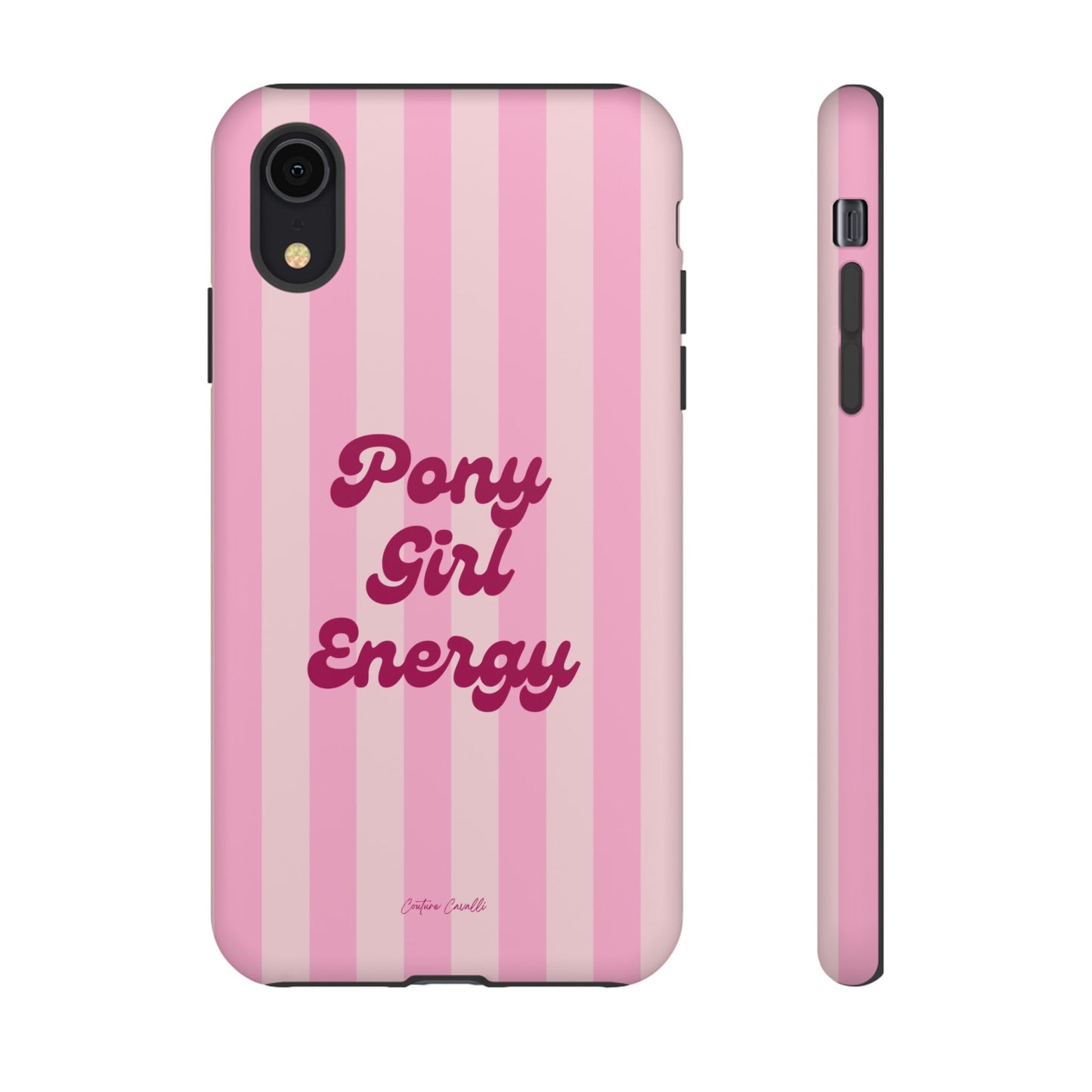 Pony Girl Energy Tough Phone Case — Pink Striped Protective Cover