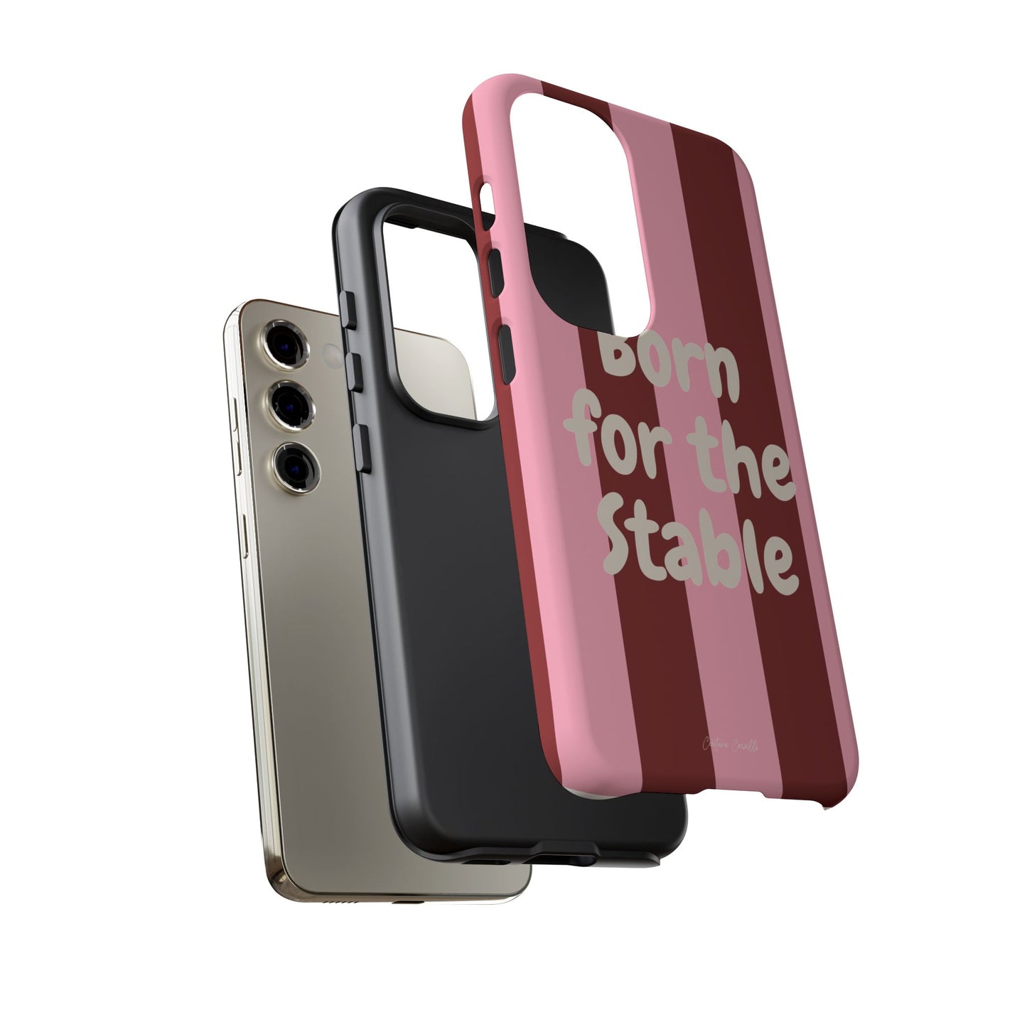 Phone Case — "Born for the Stable" Pink Striped Protective Tough Case