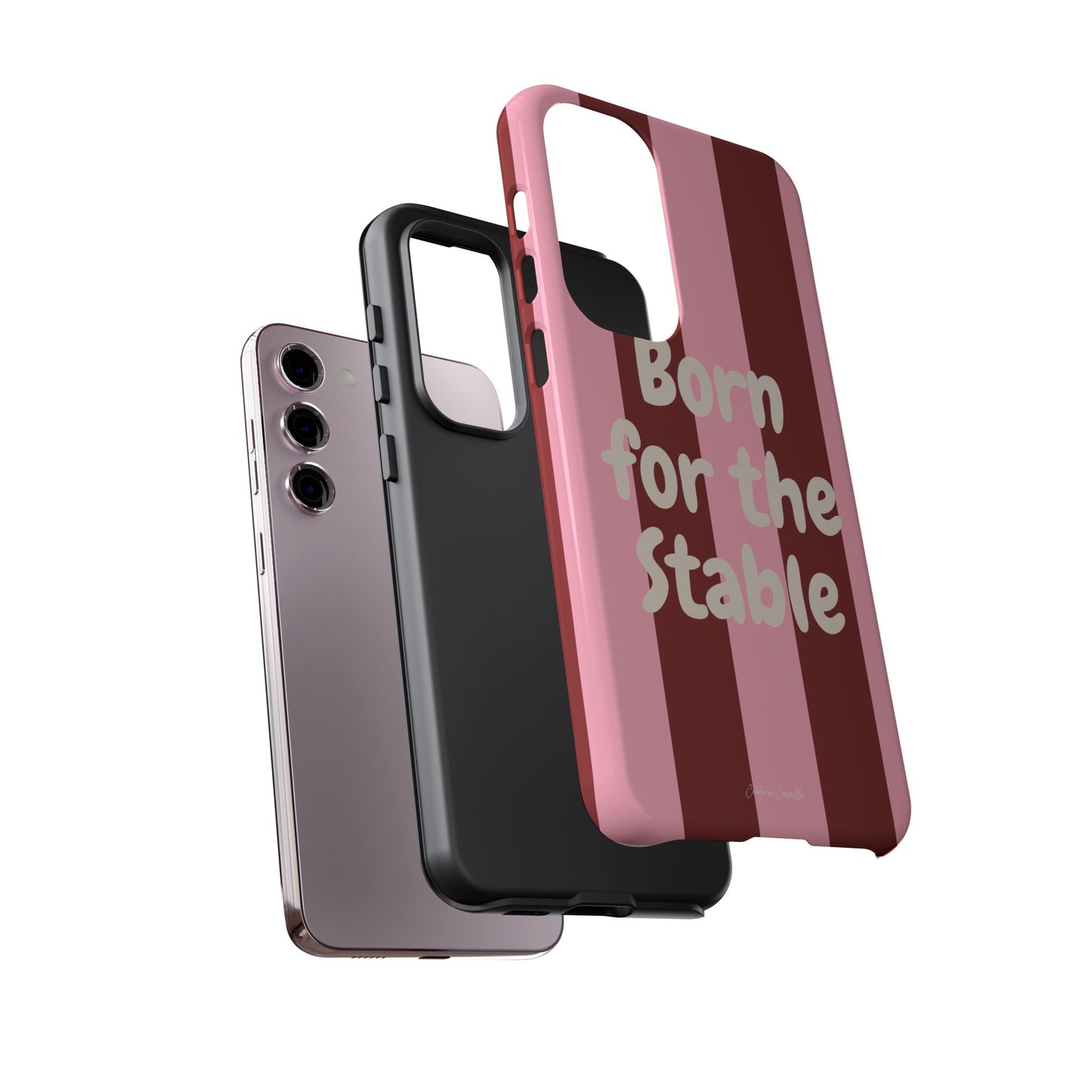 Phone Case — "Born for the Stable" Pink Striped Protective Tough Case