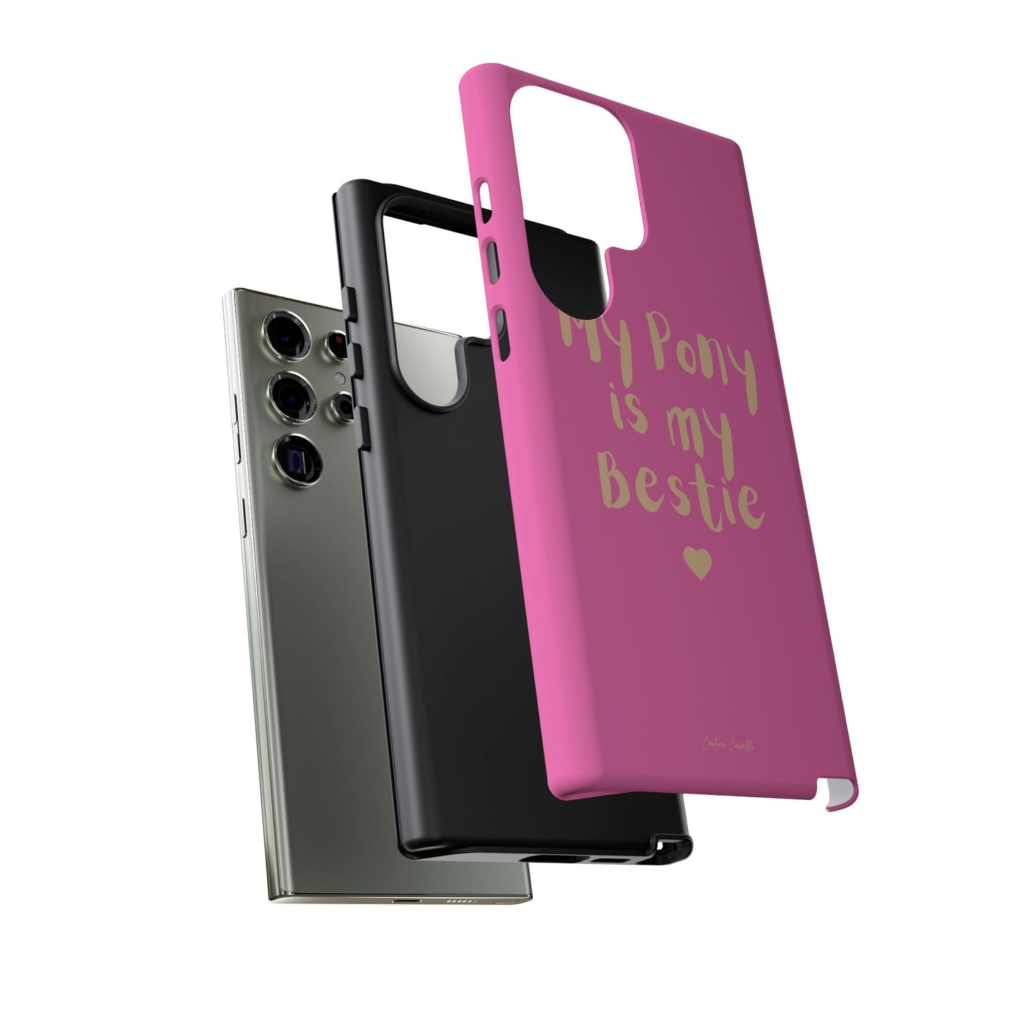 Pink 'My Pony Is My Bestie' Tough Phone Case I Handyhülle I Personalisiert mit Ponynamen