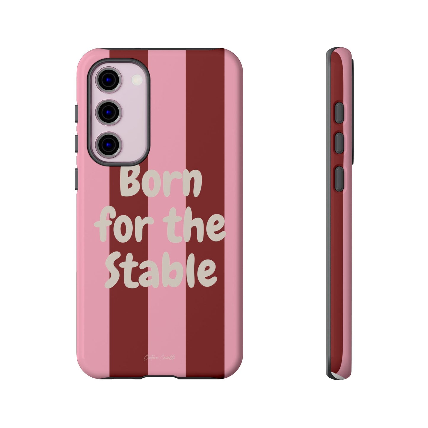Phone Case — "Born for the Stable" Pink Striped Protective Tough Case