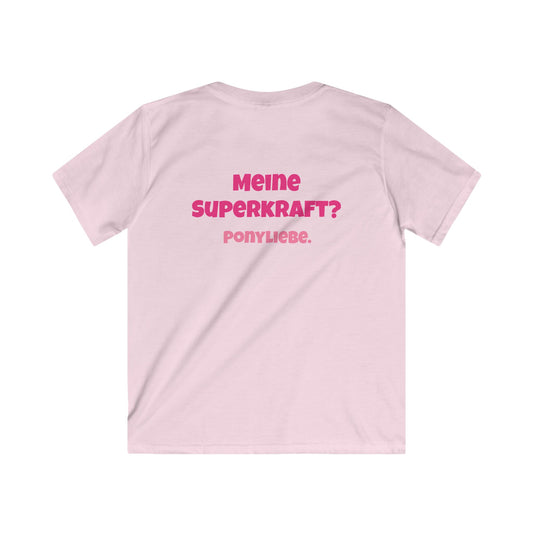 Pferdemädchen T-Shirt I Meine Superkraft: Ponyliebe I Reitsport für Kinder I Geschenk für kleine Reiterinnen