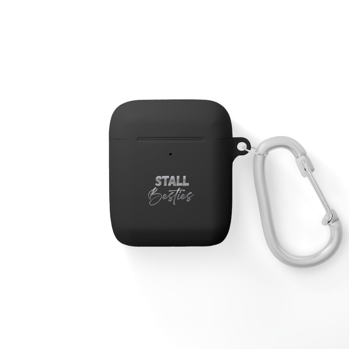 Minimal Personalized AirPods Case Cover — Custom Name Script with Carabiner