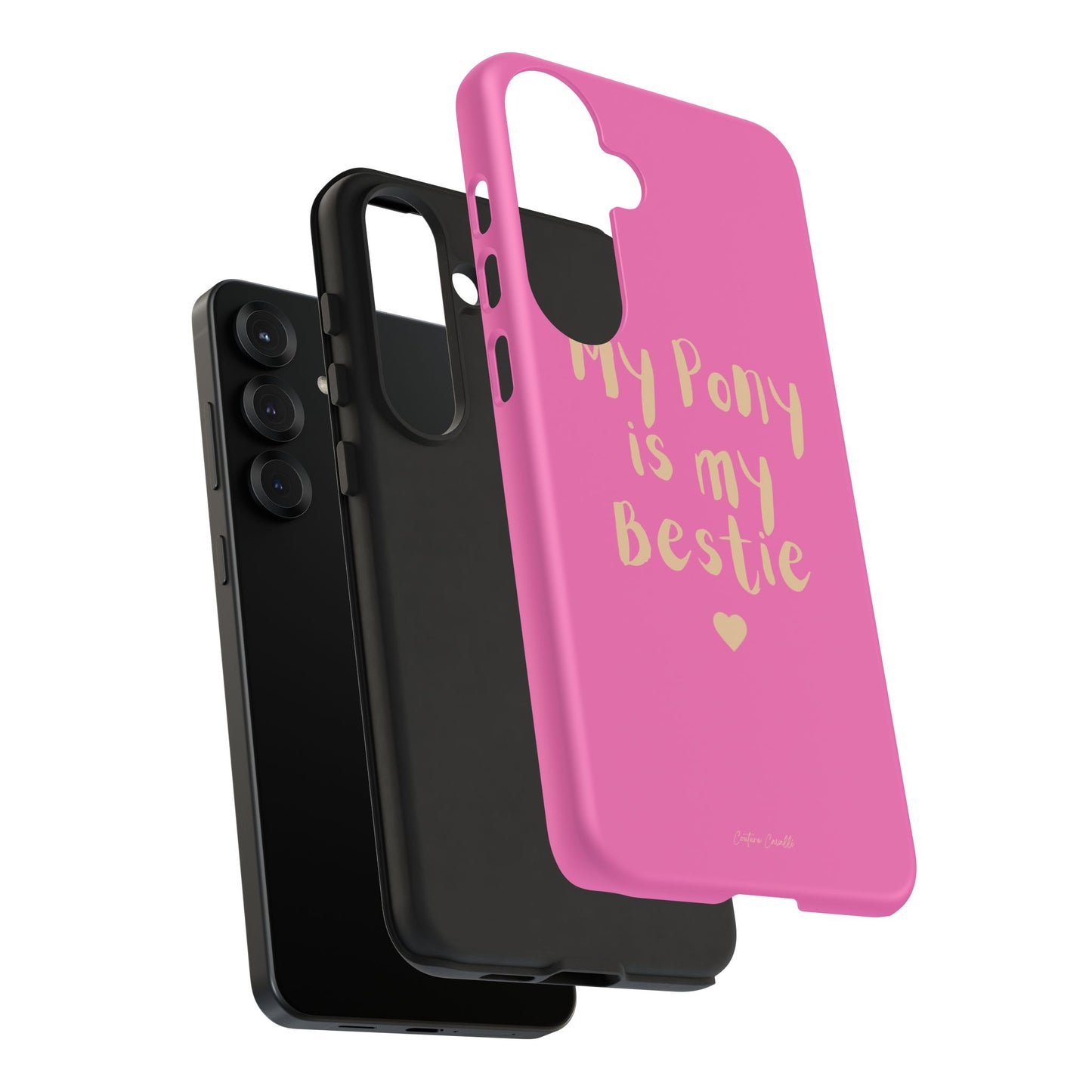 Pink 'My Pony Is My Bestie' Tough Phone Case I Handyhülle I Personalisiert mit Ponynamen