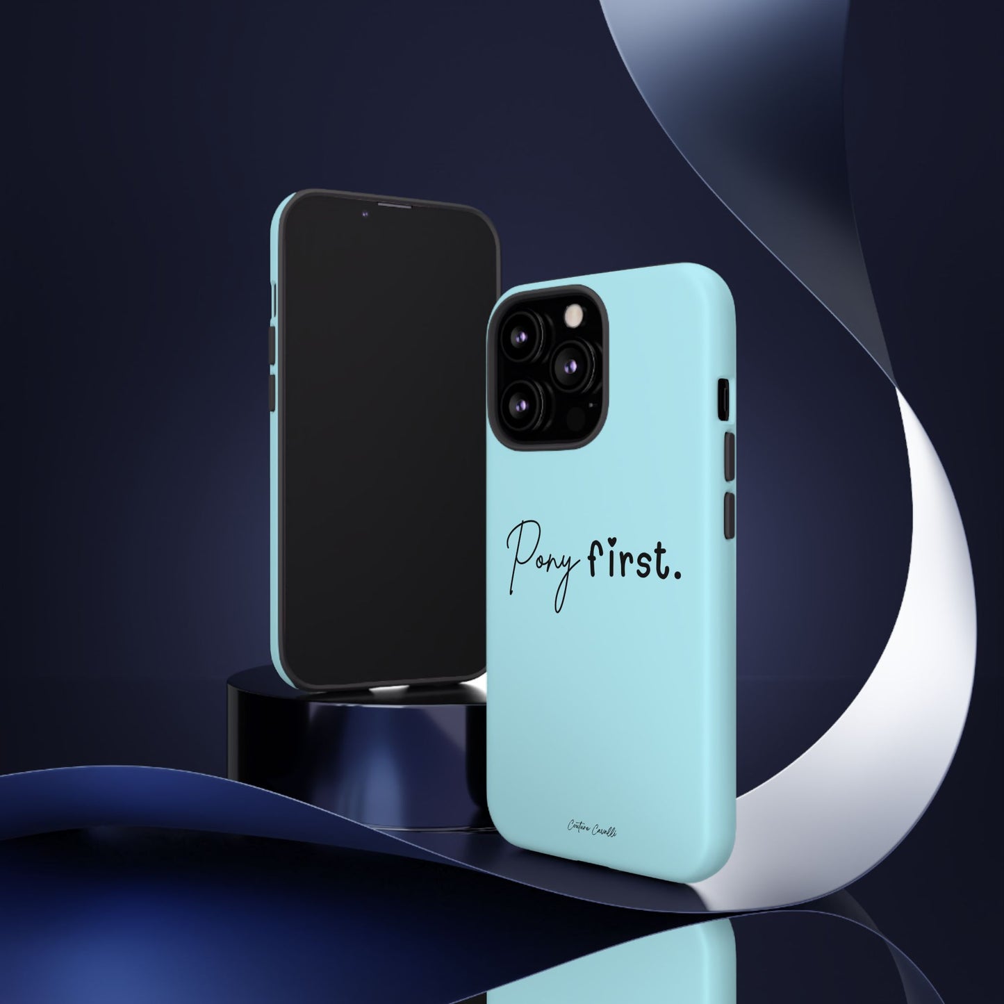 Pony First Phone Case - Protective Tough iPhone Cover with Minimalist Equestrian Script