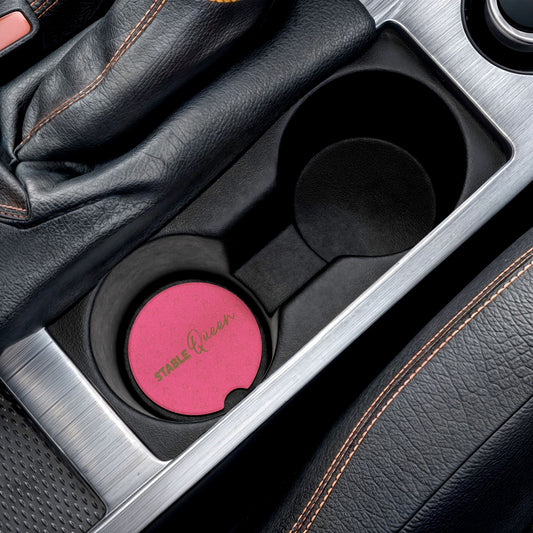 Stable Queen Soapstone Auto-Untersetzer - Luxuriöse, rutschfeste Becherhalter für Auto & Cupholder | Pink Glitter Horse Lover