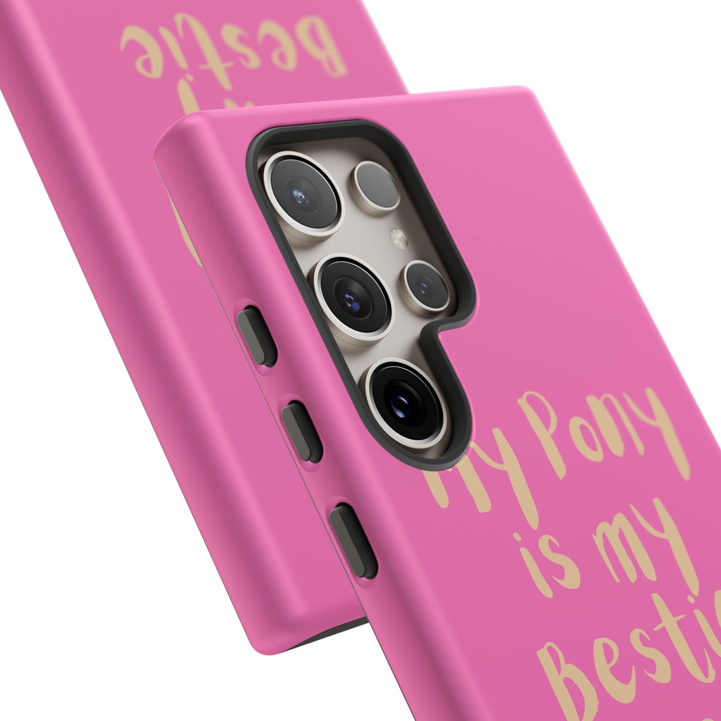 Pink 'My Pony Is My Bestie' Tough Phone Case I Handyhülle I Personalisiert mit Ponynamen