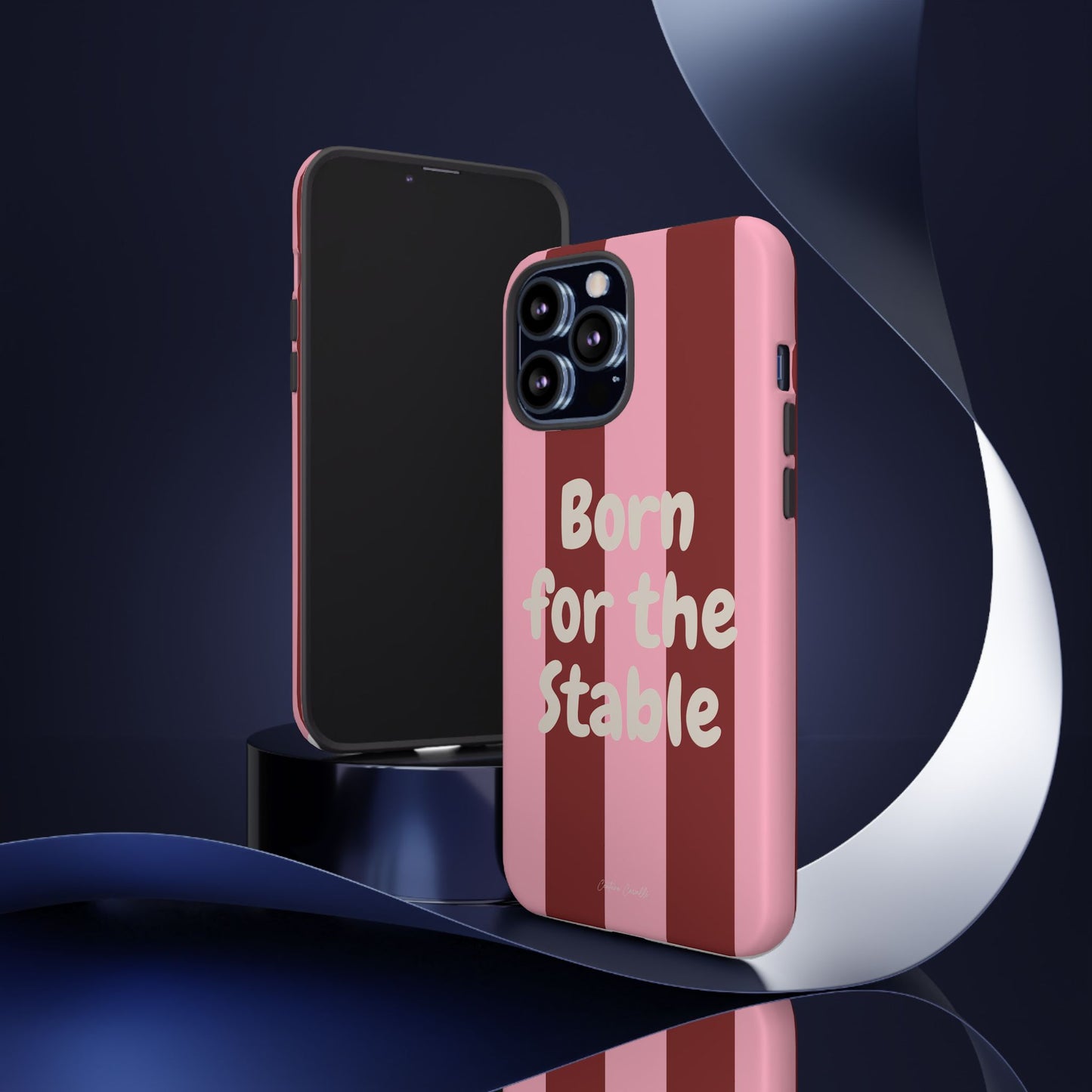 Phone Case — "Born for the Stable" Pink Striped Protective Tough Case