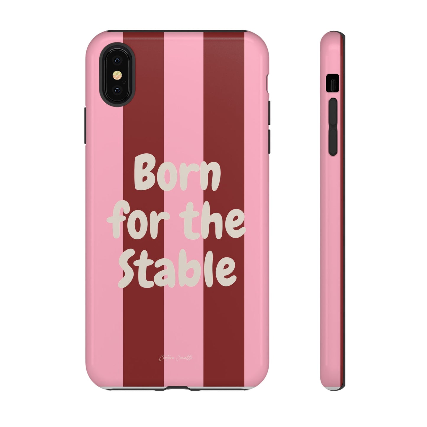 Phone Case — "Born for the Stable" Pink Striped Protective Tough Case
