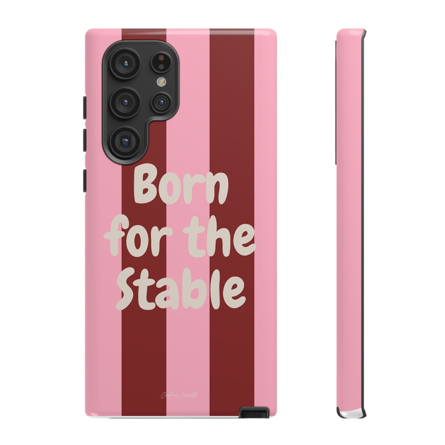 Phone Case — "Born for the Stable" Pink Striped Protective Tough Case