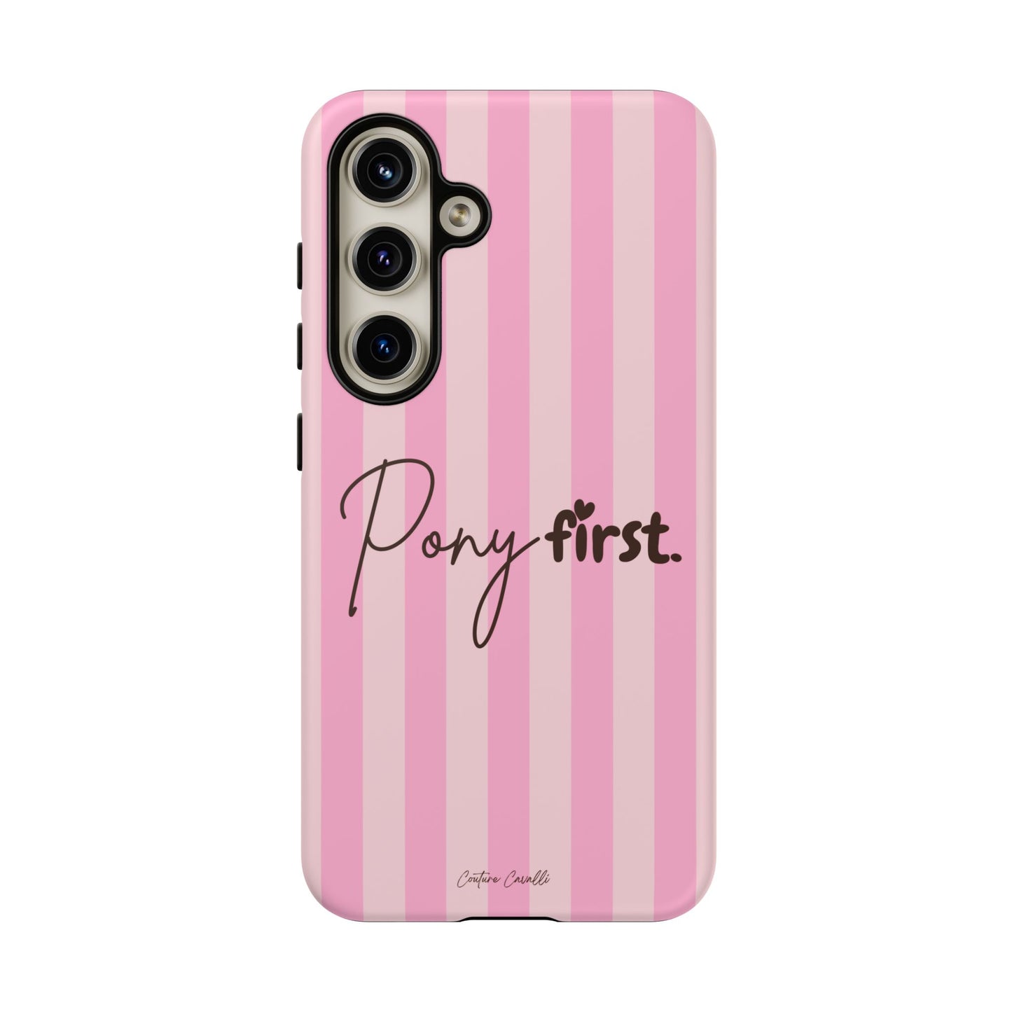 Pony First Phone Case — Pink Striped Tough Case for Horse Lovers