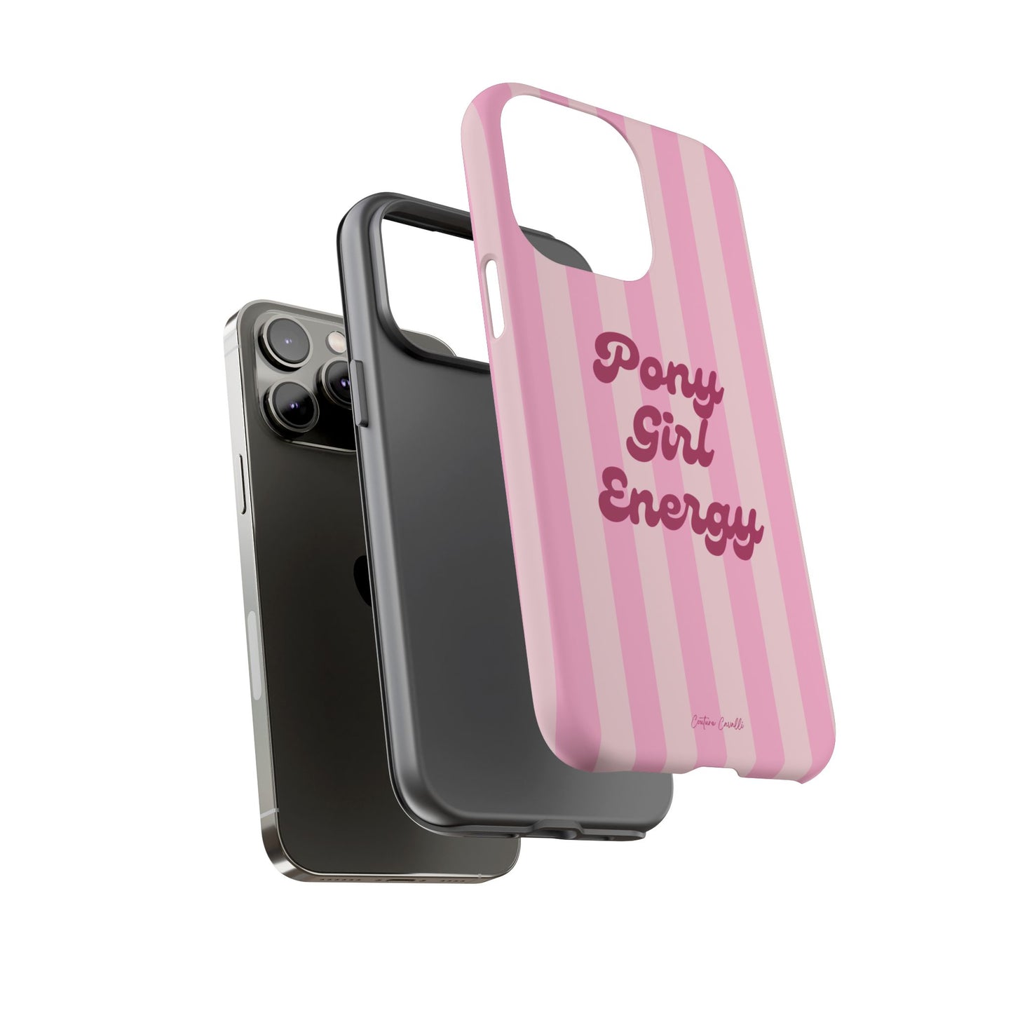 Pony Girl Energy Tough Phone Case — Pink Striped Protective Cover