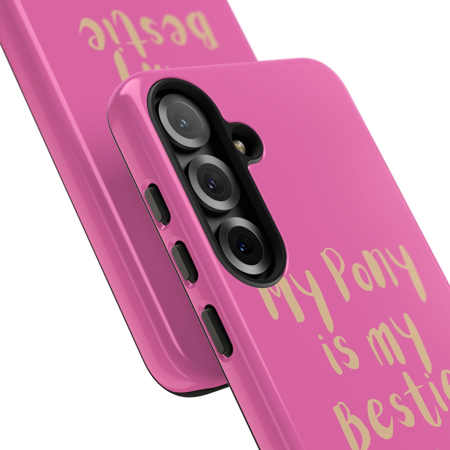 Pink 'My Pony Is My Bestie' Tough Phone Case I Handyhülle I Personalisiert mit Ponynamen