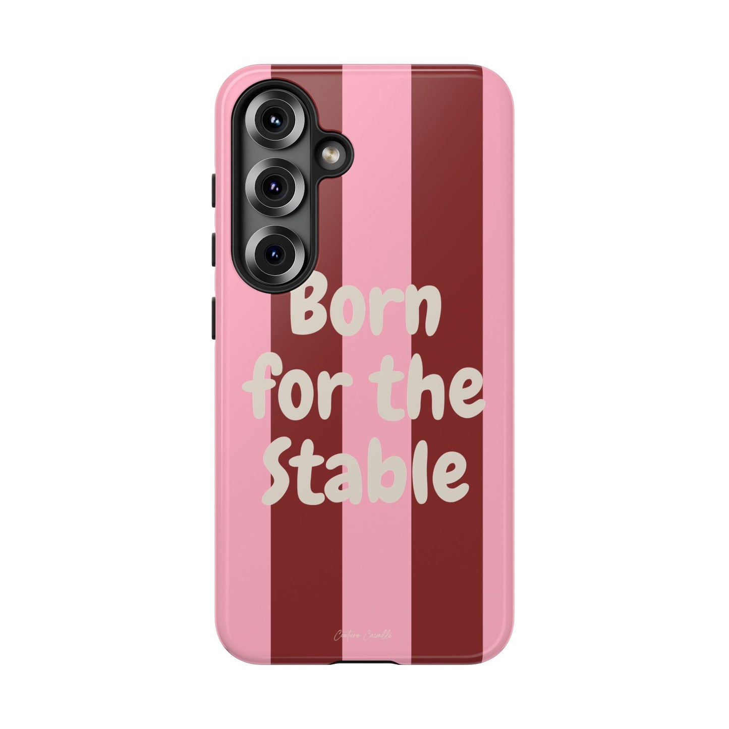 Phone Case — "Born for the Stable" Pink Striped Protective Tough Case