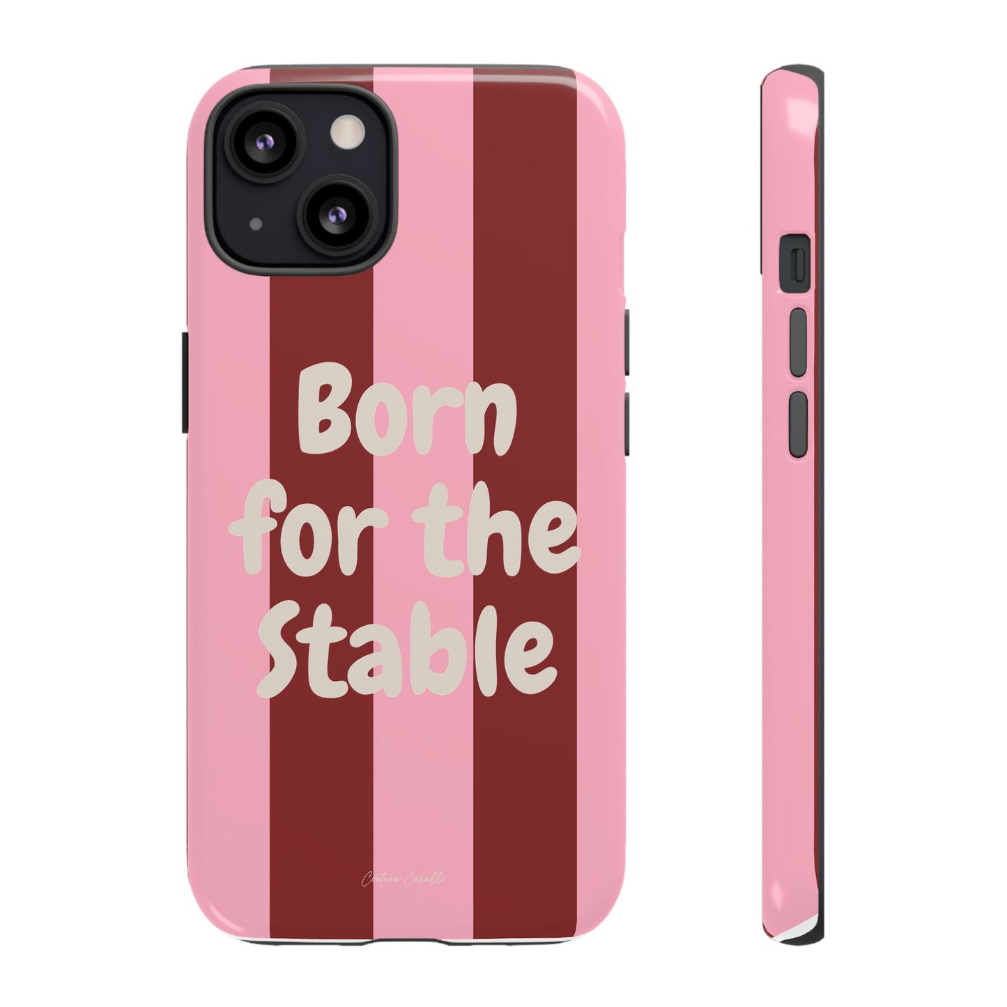 Phone Case — "Born for the Stable" Pink Striped Protective Tough Case