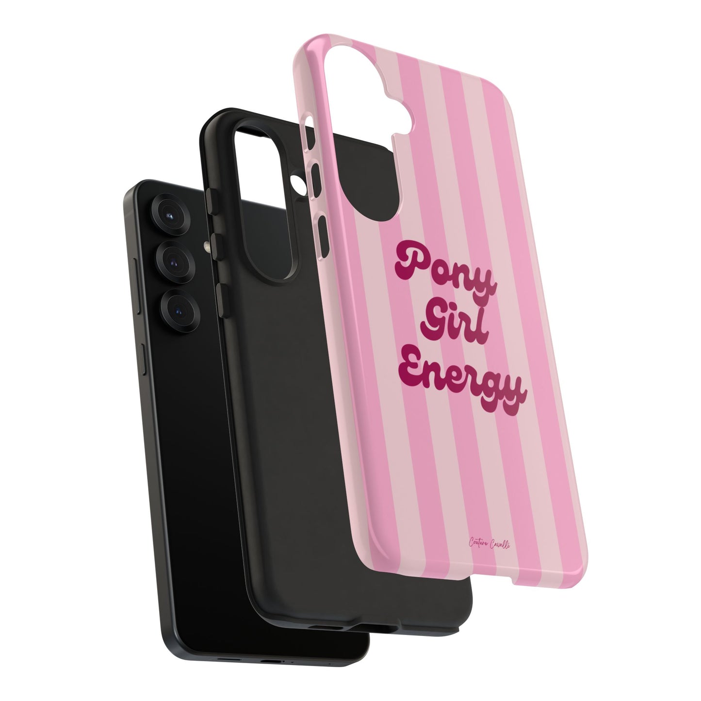 Pony Girl Energy Tough Phone Case — Pink Striped Protective Cover