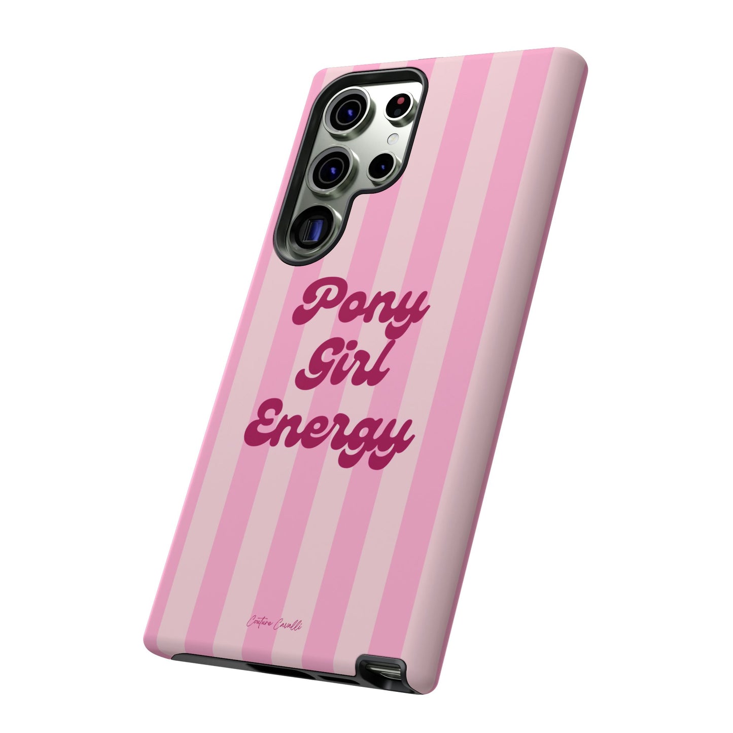 Pony Girl Energy Tough Phone Case — Pink Striped Protective Cover