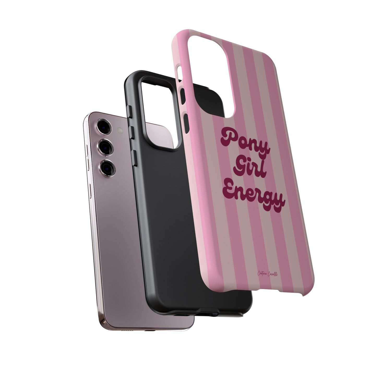 Pony Girl Energy Tough Phone Case — Pink Striped Protective Cover