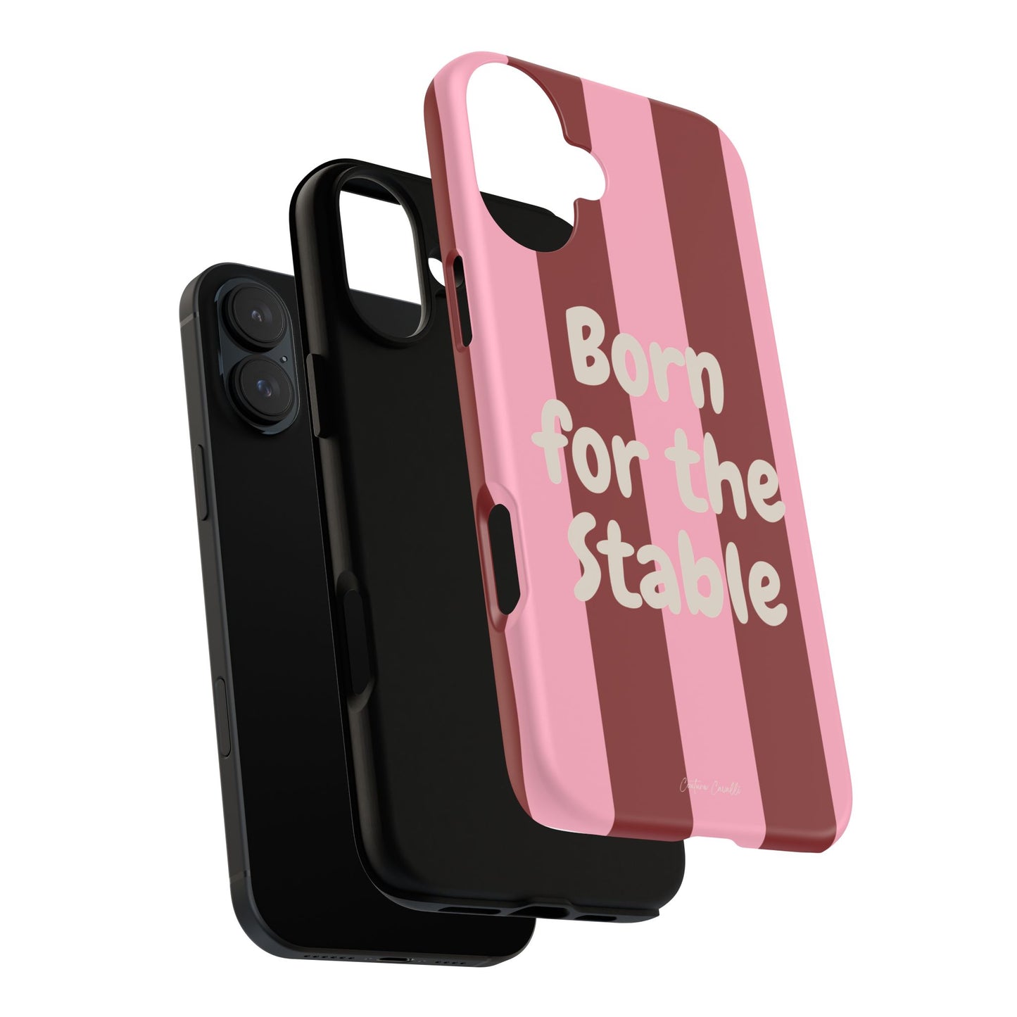 Phone Case — "Born for the Stable" Pink Striped Protective Tough Case