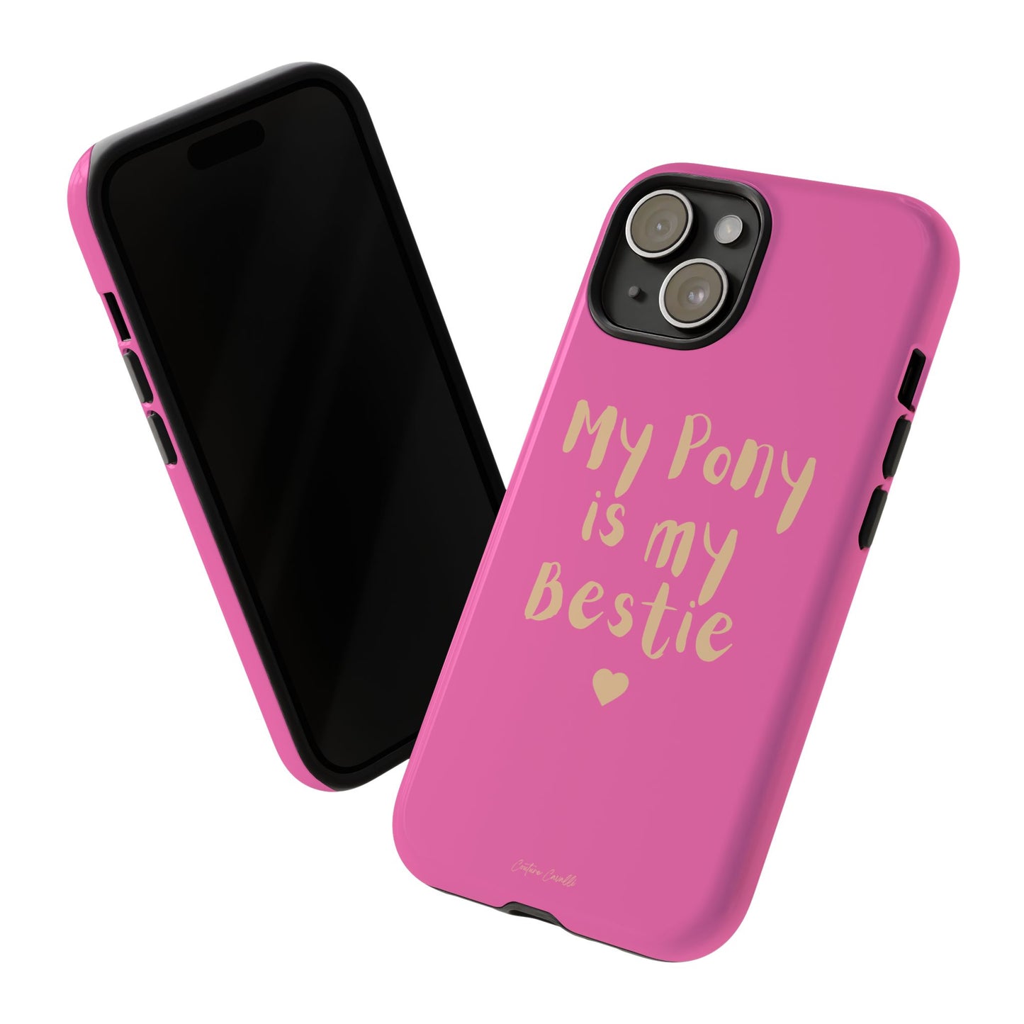 Pink 'My Pony Is My Bestie' Tough Phone Case I Handyhülle I Personalisiert mit Ponynamen