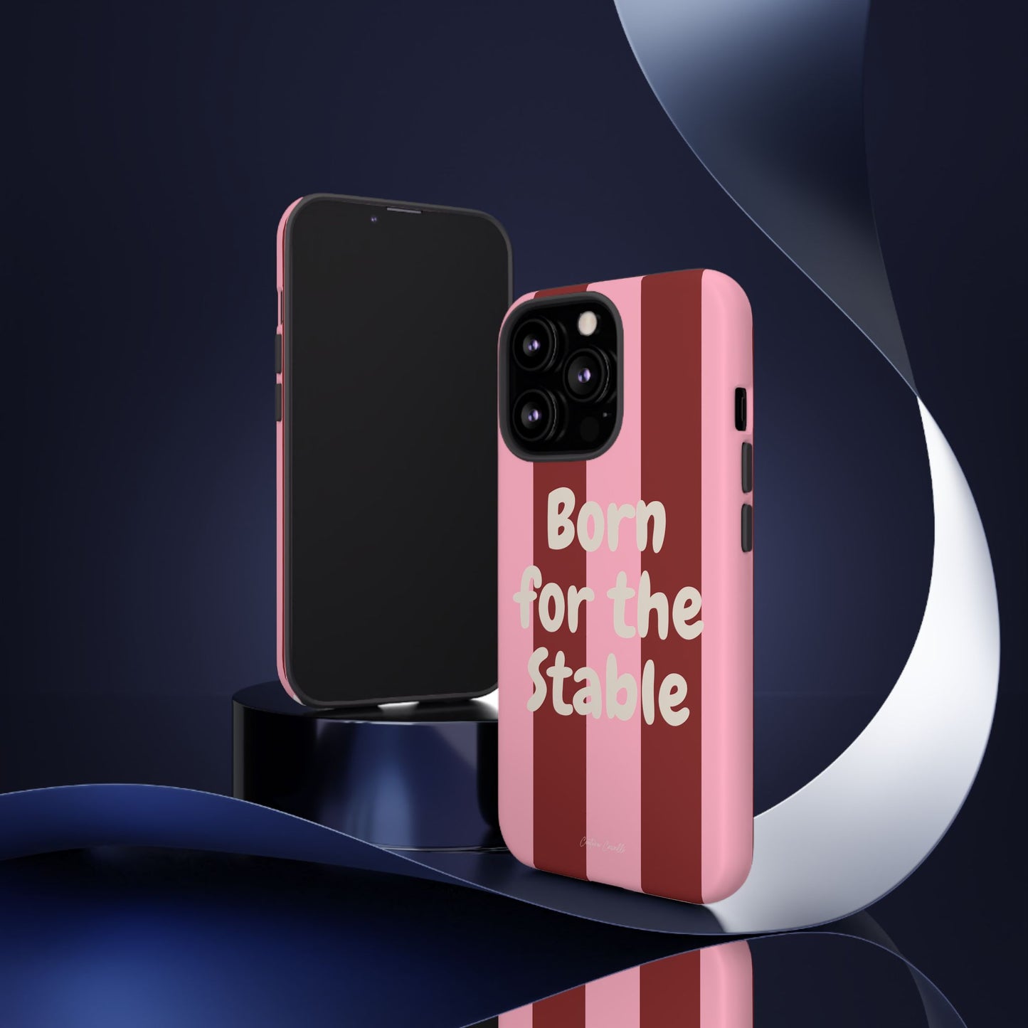 Phone Case — "Born for the Stable" Pink Striped Protective Tough Case