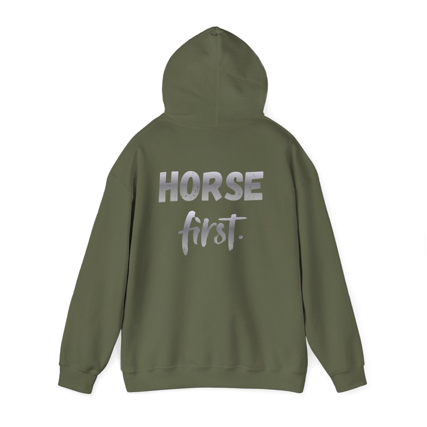 Horse First Hoodie — Equestrian Graphic Hooded Sweatshirt