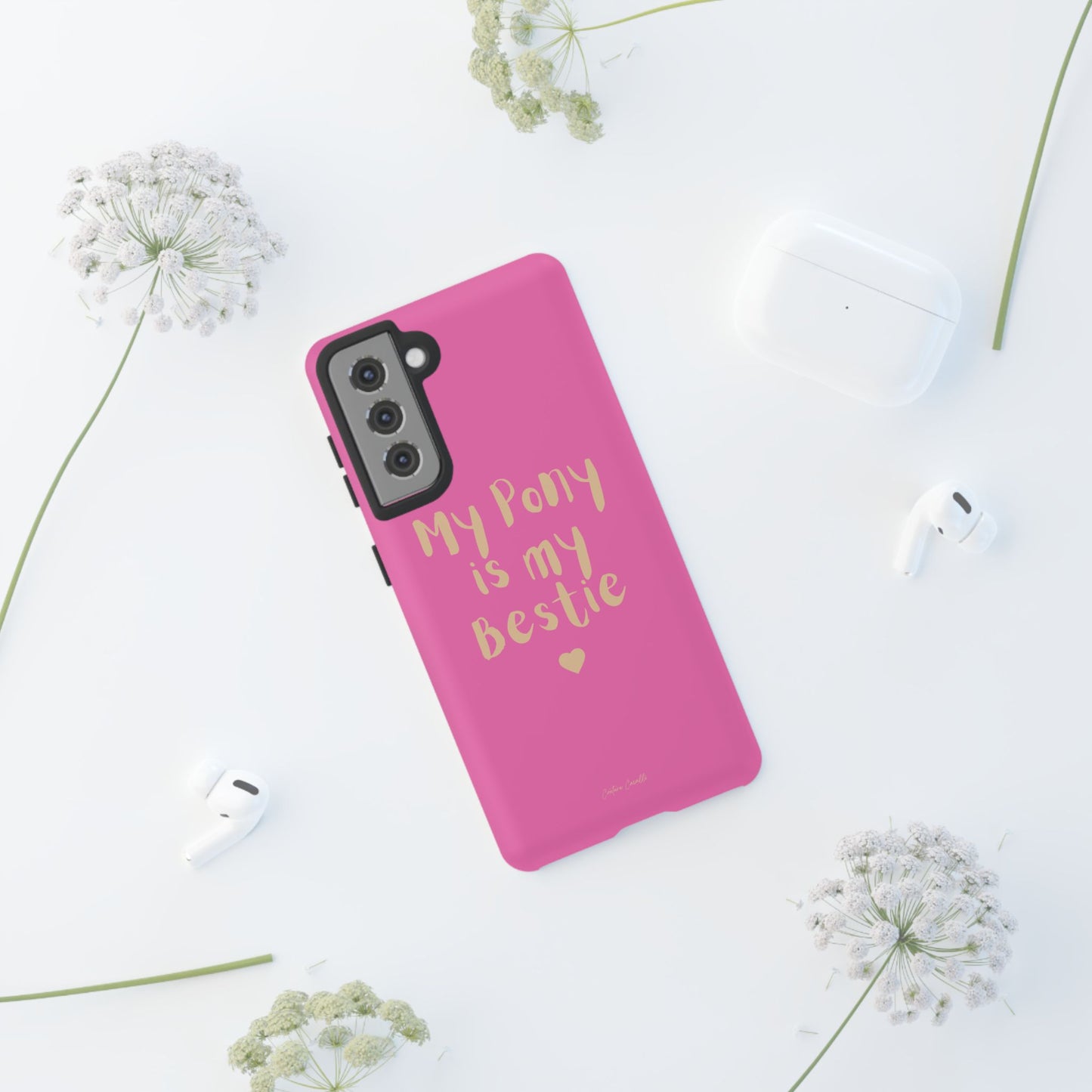 Pink 'My Pony Is My Bestie' Tough Phone Case I Handyhülle I Personalisiert mit Ponynamen
